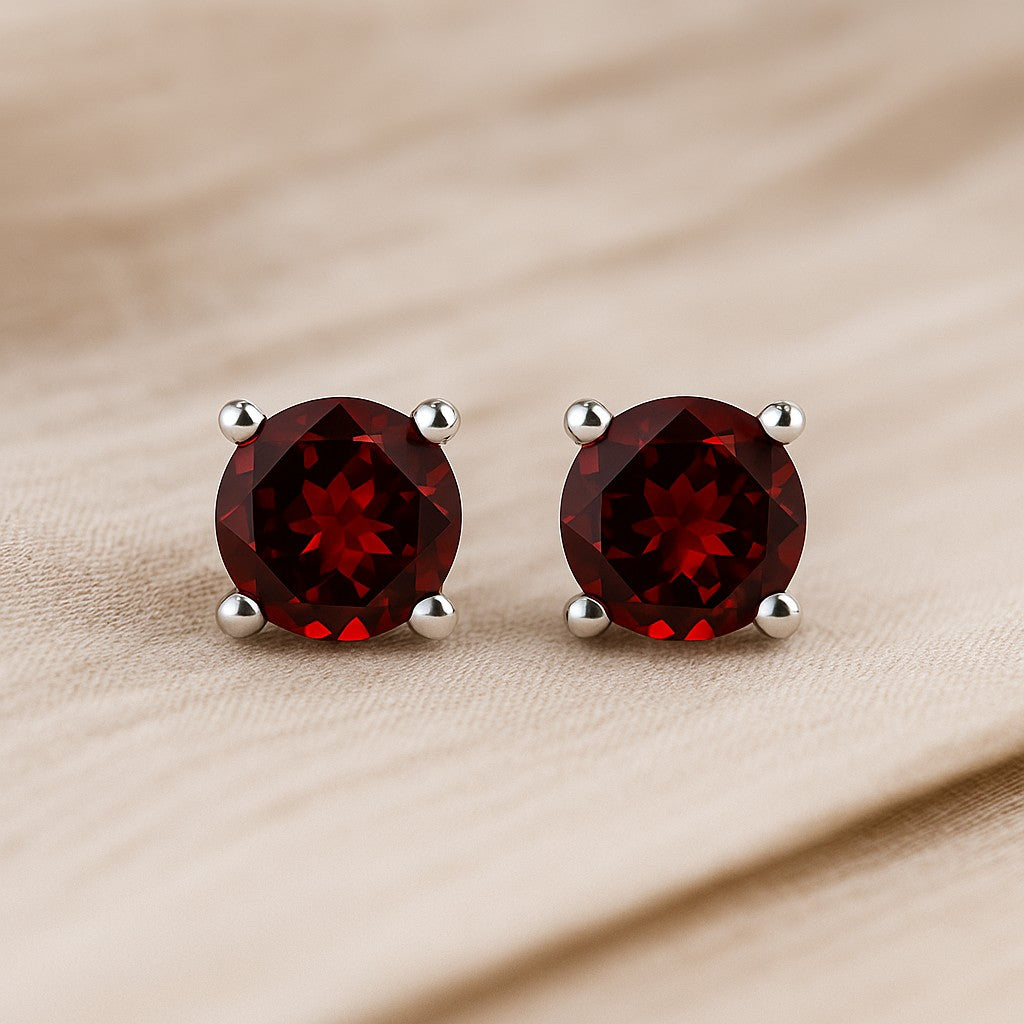 925 Sterling Silver Birthstone Stud Earrings | Diamond Accent Gemstone Earrings | 15 Birthstone Options | Gift for Women