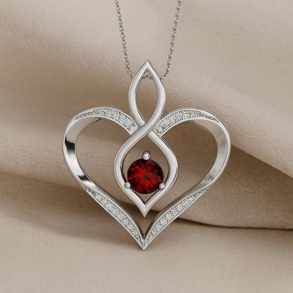 Sterling Silver Birthstone Necklace | Diamond Accent | Adjustable Chain | 15 Gemstone Choices