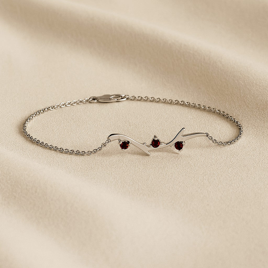 Heartbeat Bracelet | Sterling Silver Birthstone Bracelet | Adjustable Chain | 15 Gemstone Choices | Personalized Gemstone Bracelet