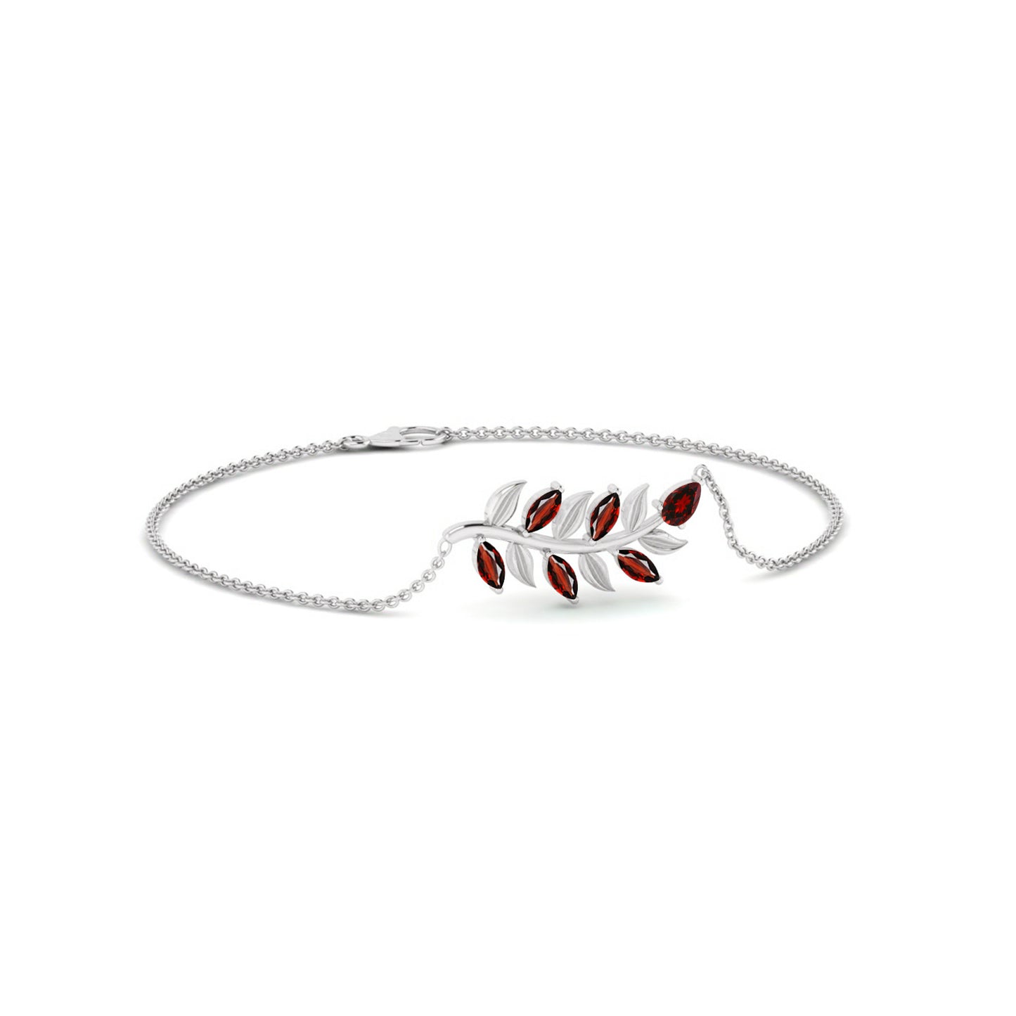 Leaf Vine Bracelet | Sterling Silver Birthstone Bracelet | Adjustable Chain | 15 Gemstone Choices | Personalized Gemstone Bracelet
