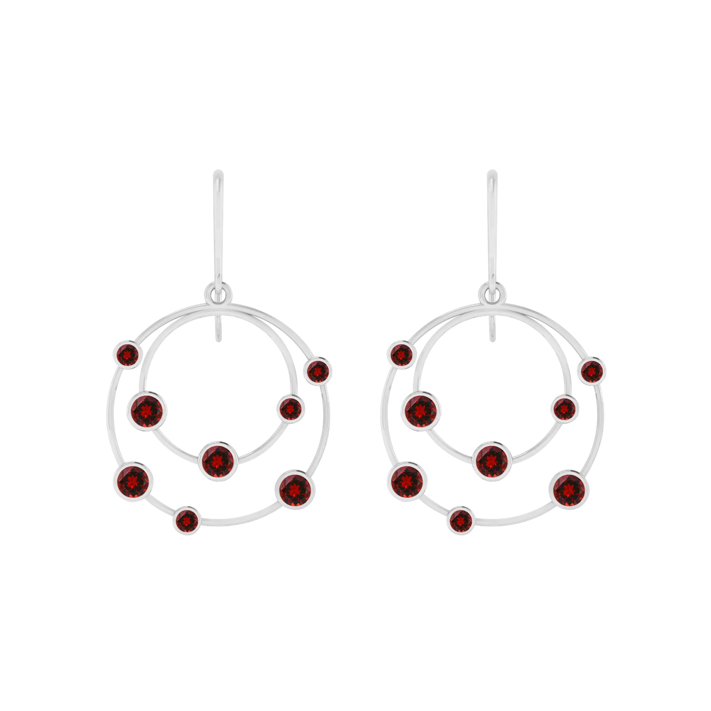 Open Circle Drop Earrings | 925 Sterling Silver Birthstone Stud Earrings | Diamond Accent Gemstone Earrings | 15 Birthstone Options | Gift for Women