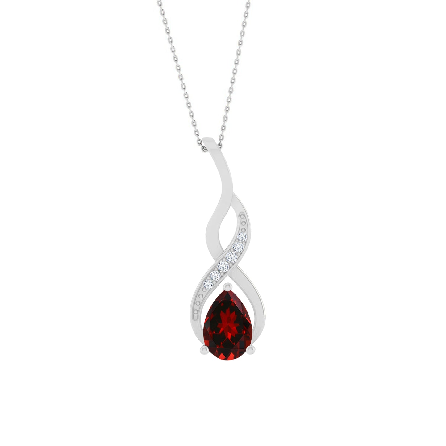 Classic Teardrop Solitaire Pendant | Starburst Pendant | Heart Knot Teardrop Pendant | Sterling Silver Birthstone Necklace | Diamond Accent | Adjustable Chain | 15 Gemstone Choices