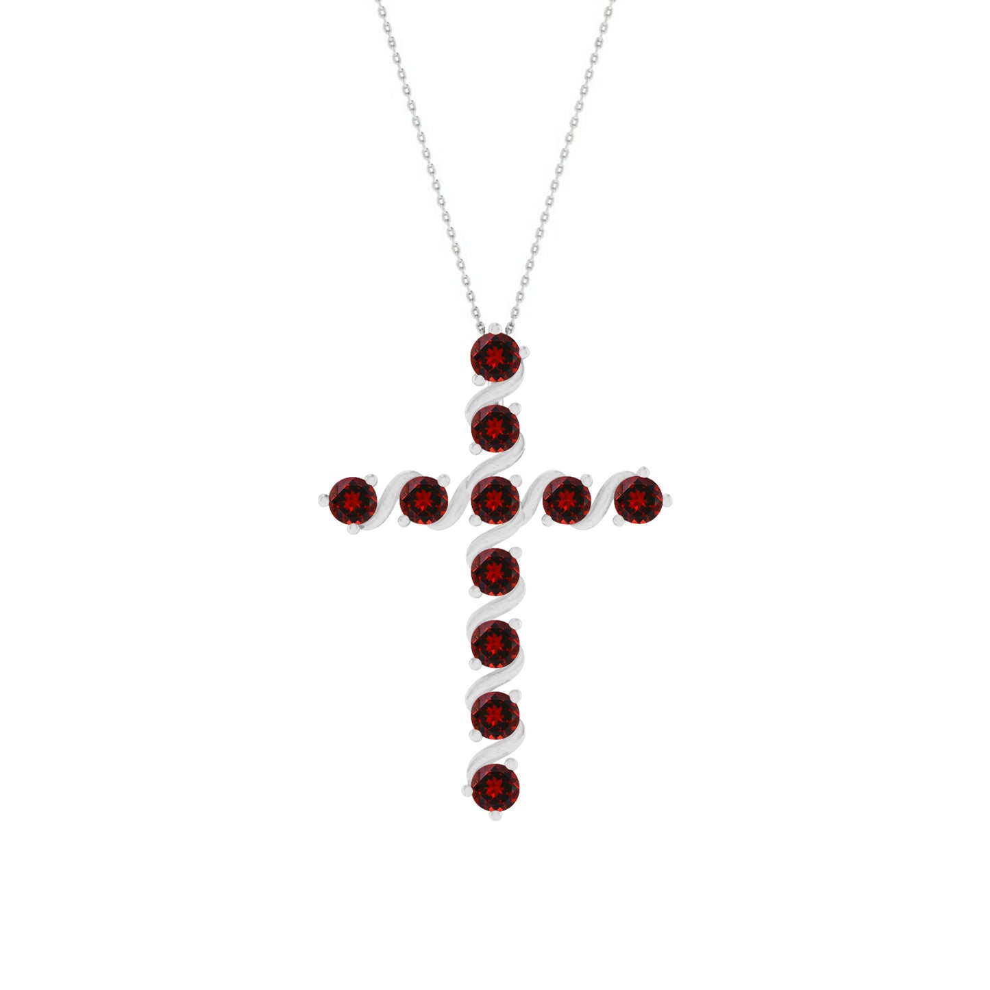 Gemstone Cross Pendant | Floral Vine Style Gemstone Pendant | Sterling Silver Birthstone Necklace | Adjustable Chain | 15 Gemstone Choices | Personalized Gemstone Pendant