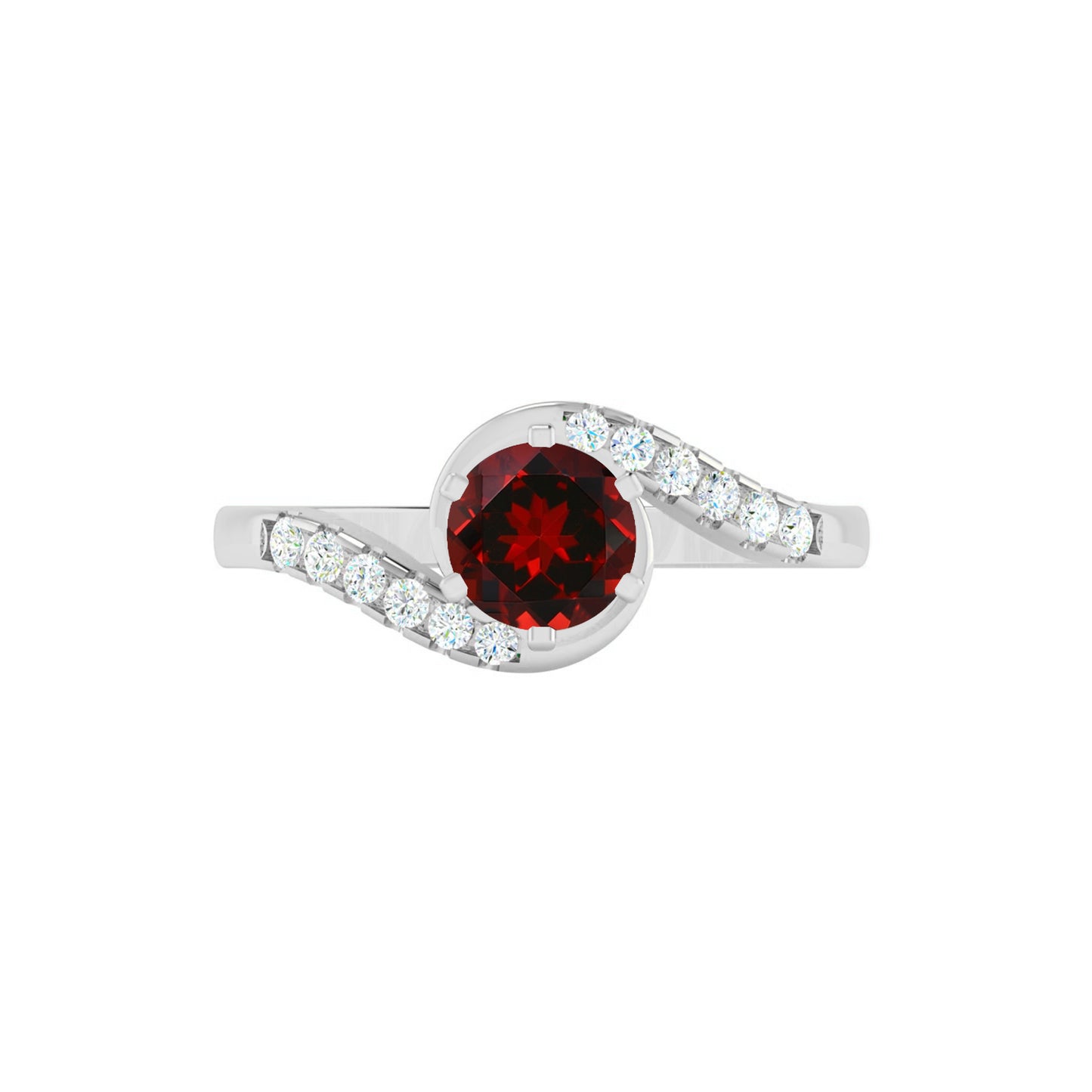 Bypass Solitaire Ring | Sterling Silver Birthstone Ring | Genuine Gemstone & Diamond Studded Ring | Personalized Promise Ring | Gift for Her