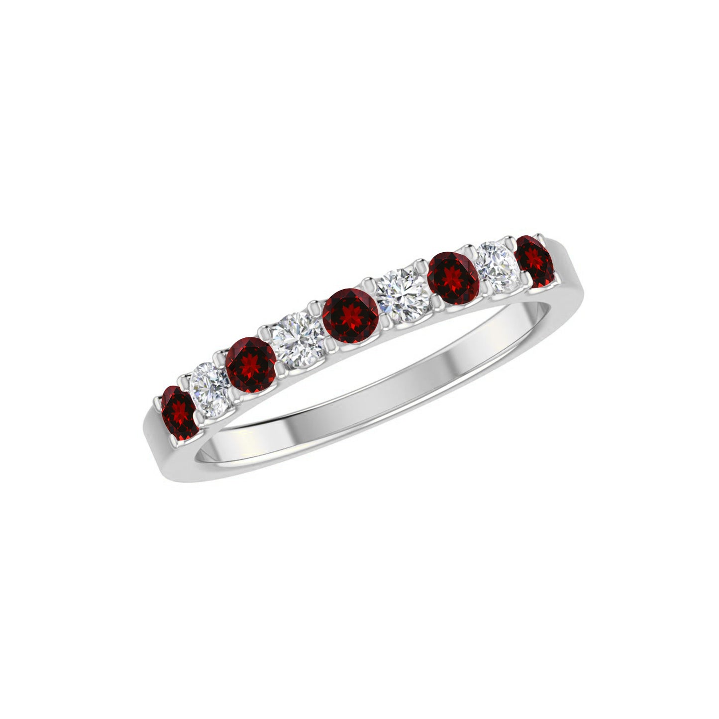 Half Eternity Ring | Sterling Silver Birthstone Ring | Genuine Gemstone & Diamond Studded Ring | Personalized Promise Ring | Gift for Her