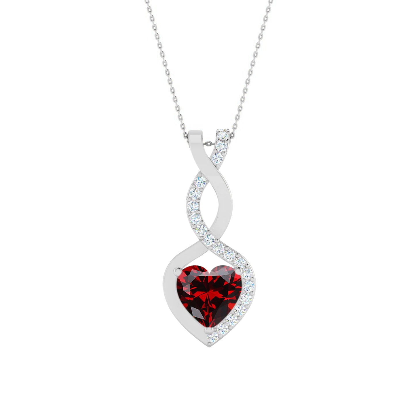 Infinity Heart Pendant | Starburst Pendant | Heart Knot Teardrop Pendant | Sterling Silver Birthstone Necklace | Diamond Accent | Adjustable Chain | 15 Gemstone Choices