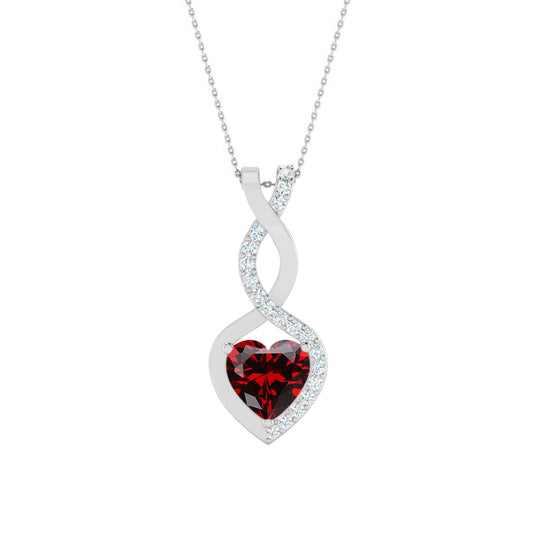 Infinity Heart Pendant | Starburst Pendant | Heart Knot Teardrop Pendant | Sterling Silver Birthstone Necklace | Diamond Accent | Adjustable Chain | 15 Gemstone Choices