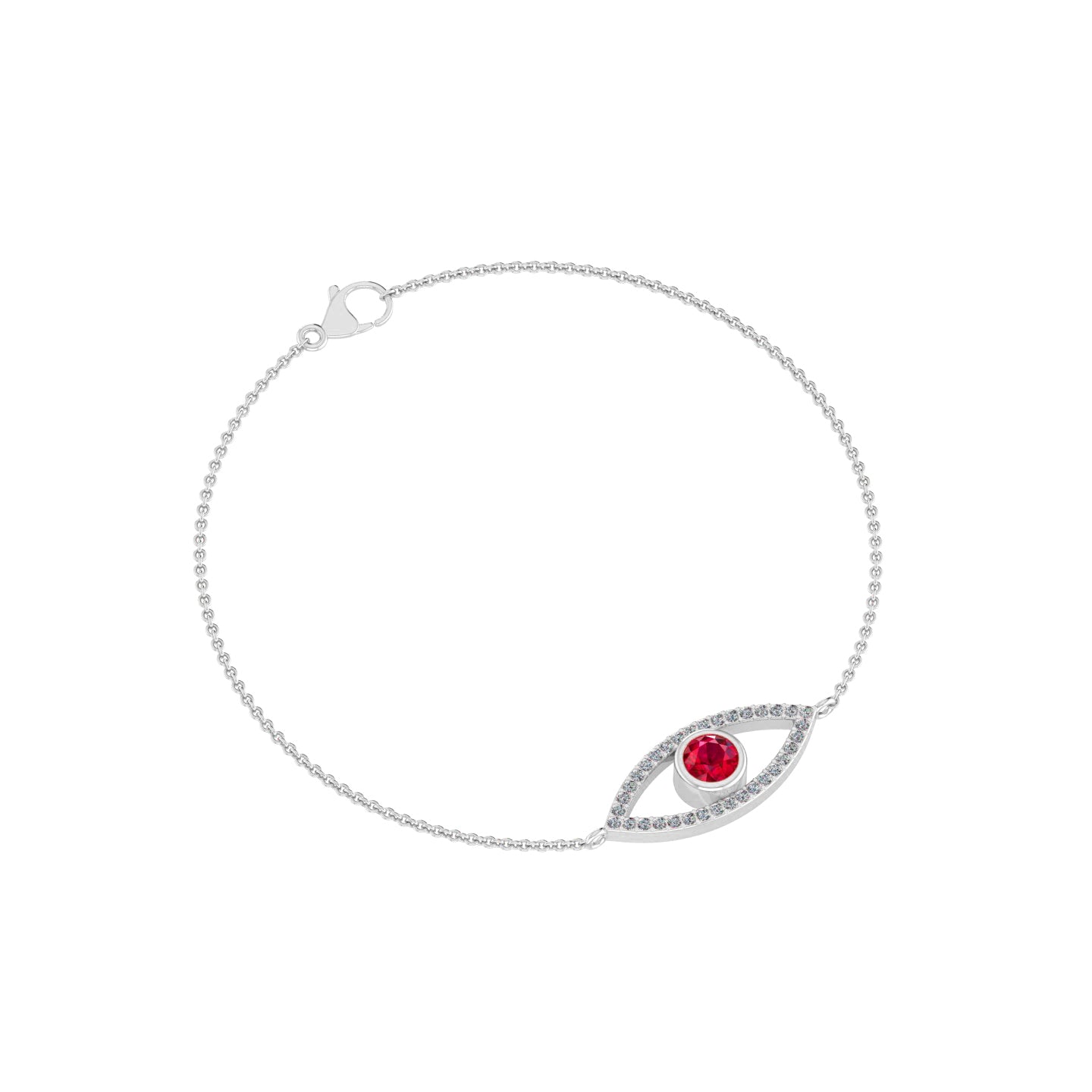 Evil Eye Bracelet | Sterling Silver Birthstone Bracelet | Adjustable Chain | 15 Gemstone Choices | Personalized Gemstone Bracelet