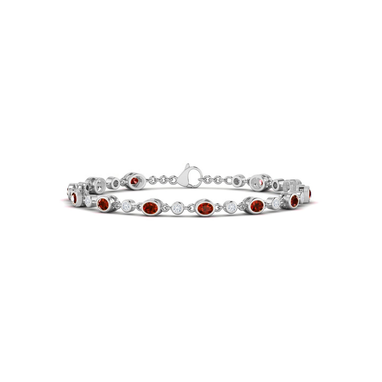 Bezel Set Tennis Bracelet | Sterling Silver Birthstone Bracelet | Adjustable Chain | 15 Gemstone Choices | Personalized Gemstone Bracelet