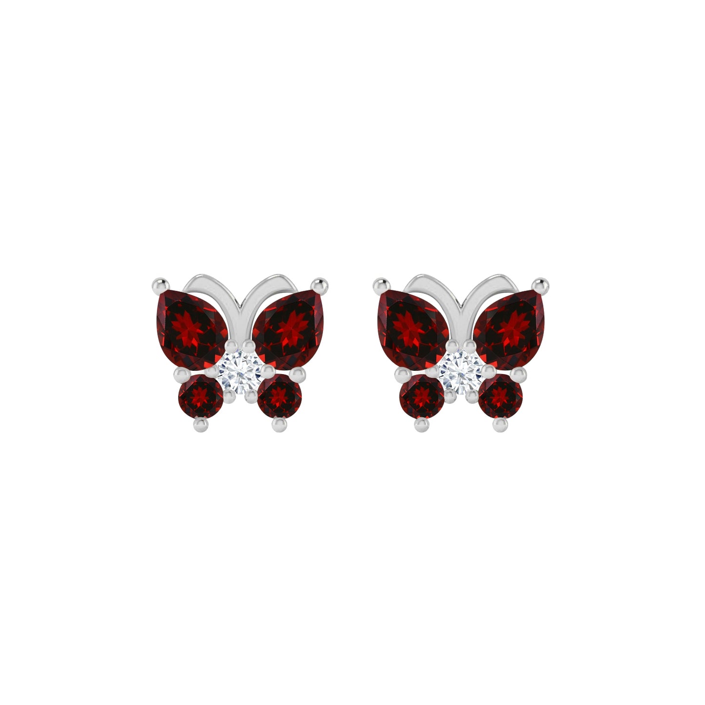 Butterfly Stud Earrings | 925 Sterling Silver Birthstone Stud Earrings | Diamond Accent Gemstone Earrings | 15 Birthstone Options | Gift for Women