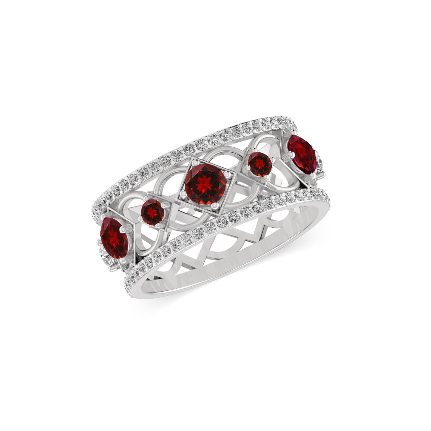 Celtic Knot Wide Band Ring | Sterling Silver Birthstone Ring | Genuine Gemstone & Diamond Studded Ring | Personalized Promise Ring | Gift for Her