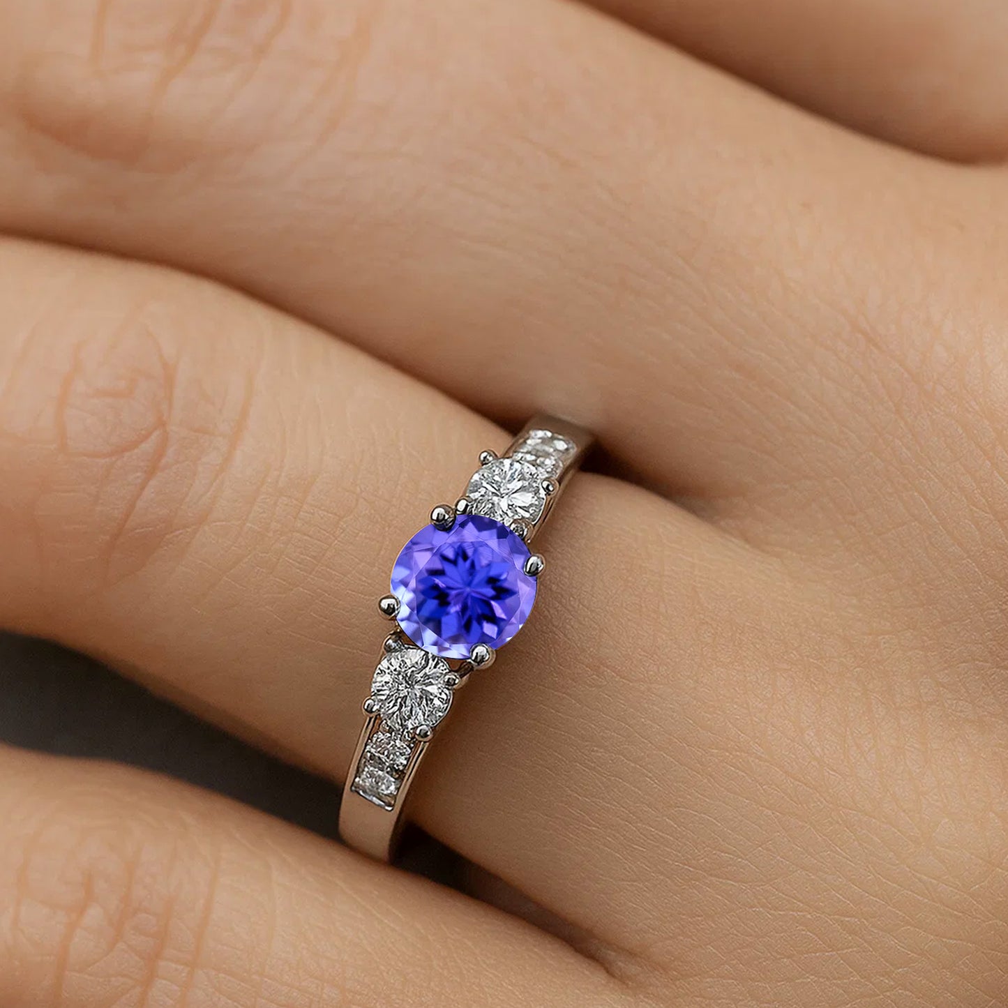 Sterling Silver Birthstone Ring | Genuine Gemstone & Diamond Studded Ring | Personalized Promise Ring | Gift for Her