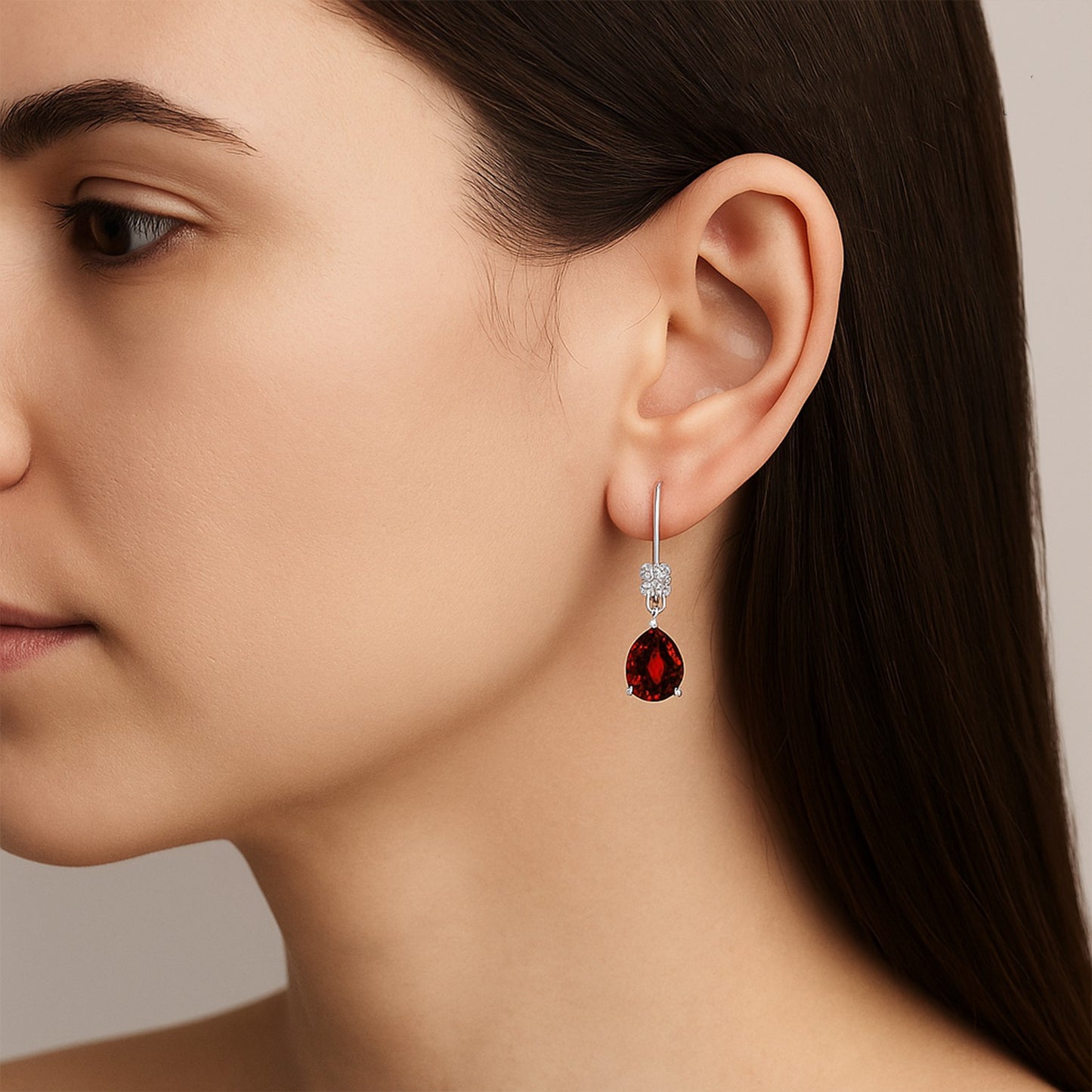Pear Drop Lever back Earrings | 925 Sterling Silver Birthstone Stud Earrings | Diamond Accent Gemstone Earrings | 15 Birthstone Options | Gift for Women