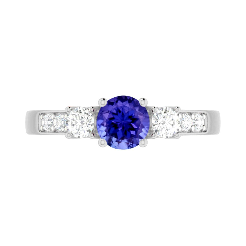 Sterling Silver Birthstone Ring | Genuine Gemstone & Diamond Studded Ring | Personalized Promise Ring | Gift for Her