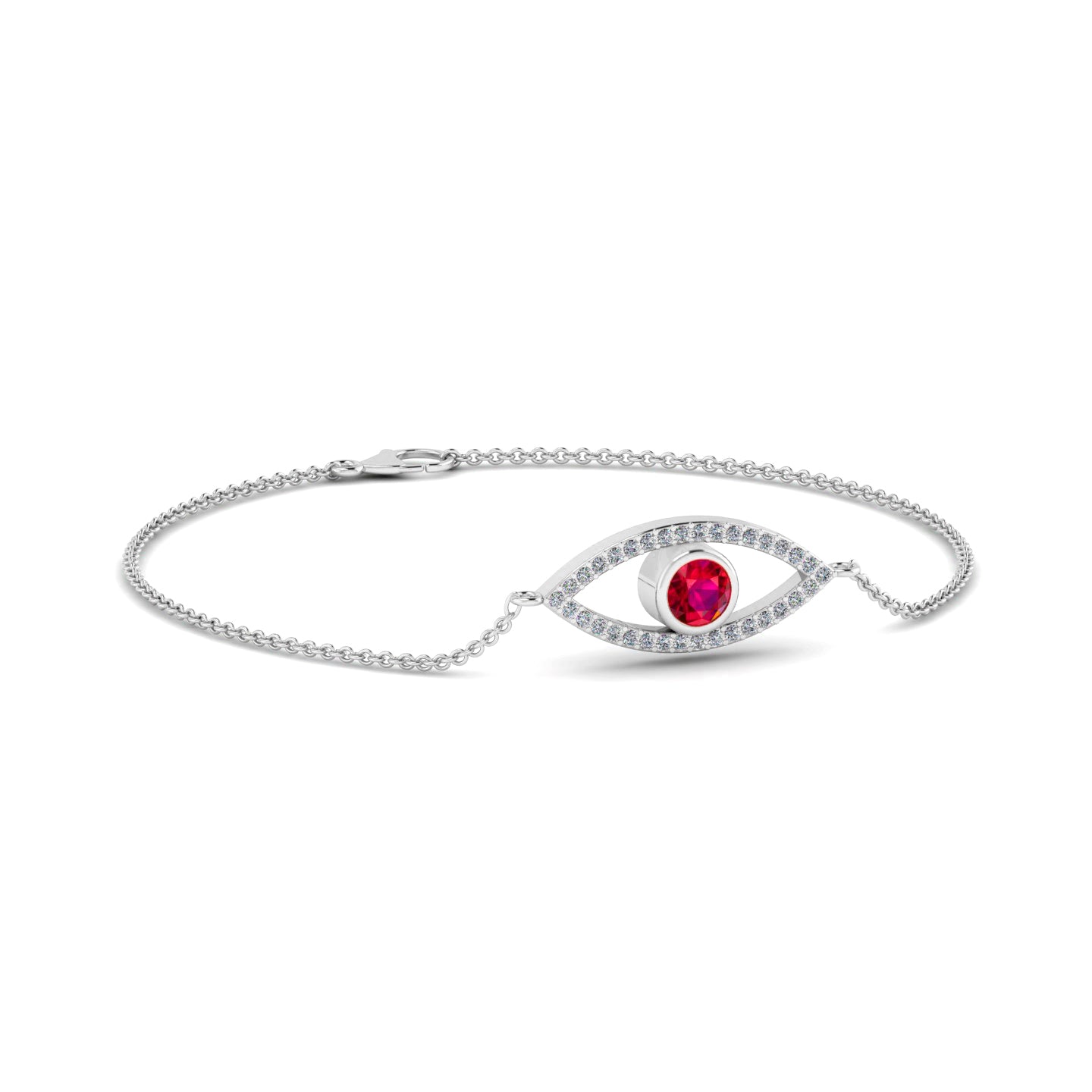 Evil Eye Bracelet | Sterling Silver Birthstone Bracelet | Adjustable Chain | 15 Gemstone Choices | Personalized Gemstone Bracelet