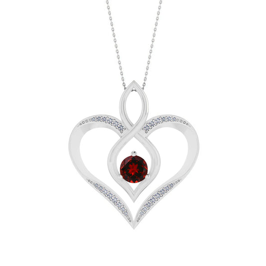 Sterling Silver Birthstone Necklace | Diamond Accent | Adjustable Chain | 15 Gemstone Choices