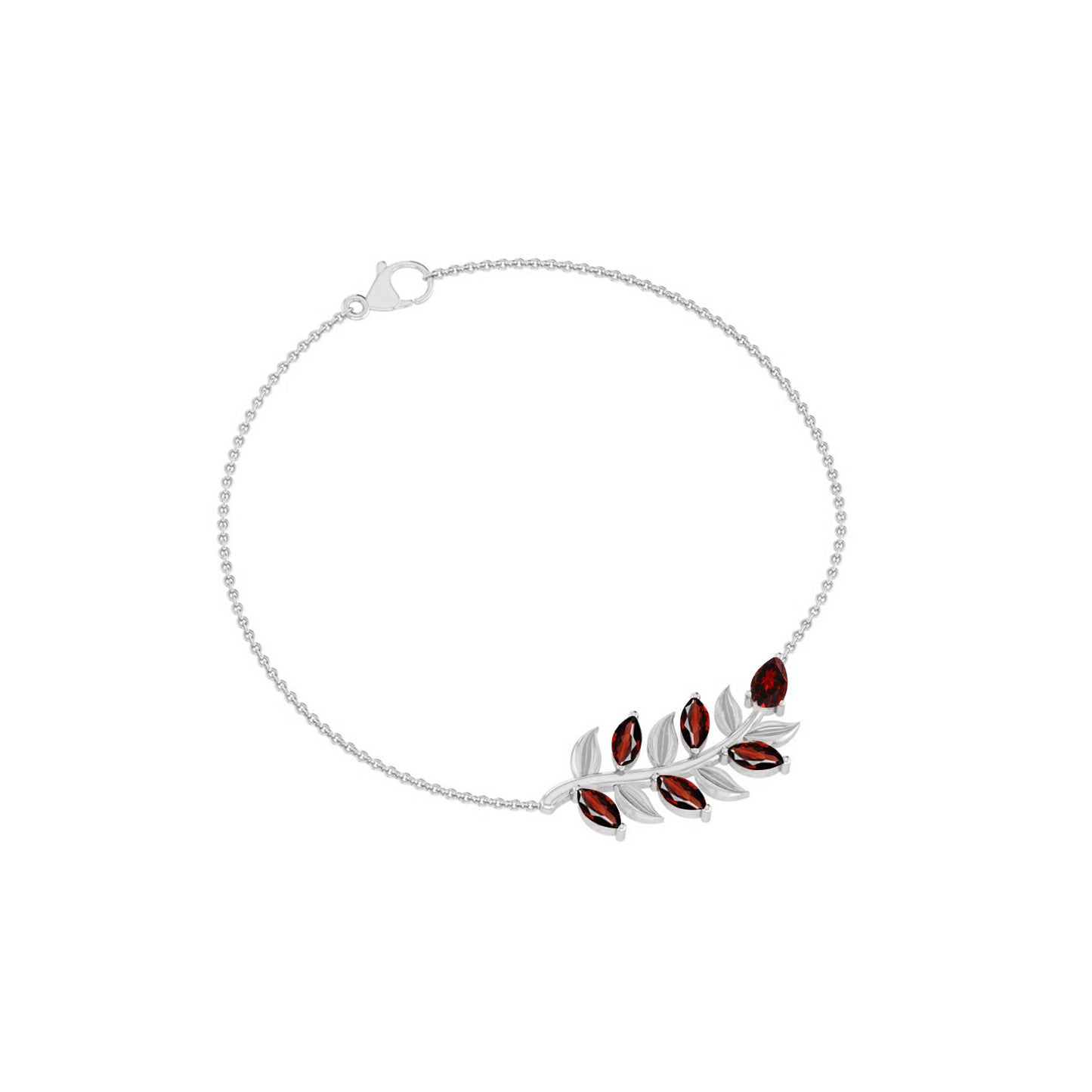 Leaf Vine Bracelet | Sterling Silver Birthstone Bracelet | Adjustable Chain | 15 Gemstone Choices | Personalized Gemstone Bracelet