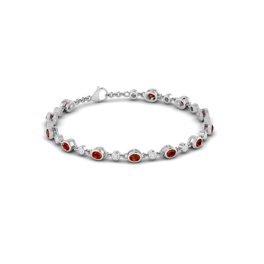 Bezel Set Tennis Bracelet | Sterling Silver Birthstone Bracelet | Adjustable Chain | 15 Gemstone Choices | Personalized Gemstone Bracelet