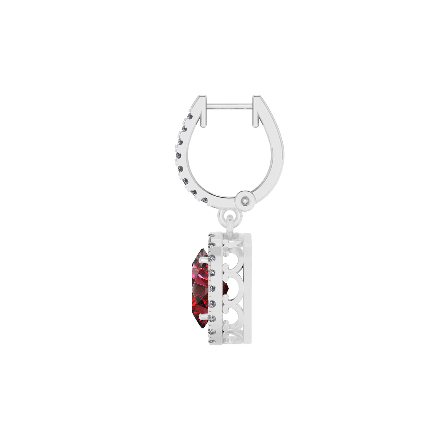 Halo Huggie Drop Earrings | 925 Sterling Silver Birthstone Stud Earrings | Diamond Accent Gemstone Earrings | 15 Birthstone Options | Gift for Women