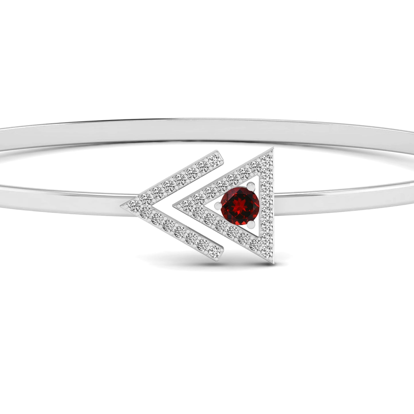 Geometric Open Bangle Bracelet | Sterling Silver Birthstone Bracelet | Adjustable Chain | 15 Gemstone Choices | Personalized Gemstone Bracelet