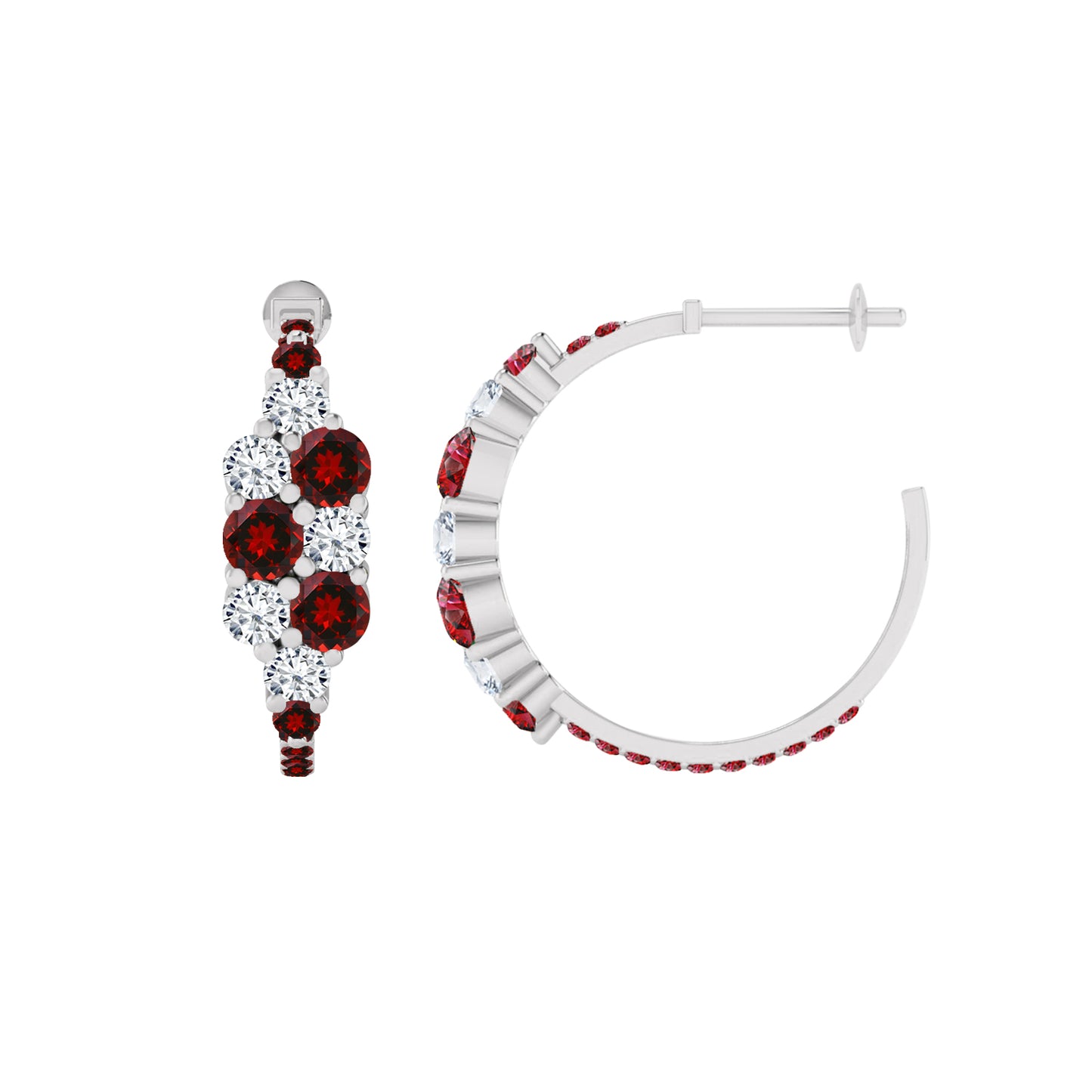 Gemstone Cluster Huggie Hoop Earrings | 925 Sterling Silver Birthstone Stud Earrings | Diamond Accent Gemstone Earrings | 15 Birthstone Options | Gift for Women