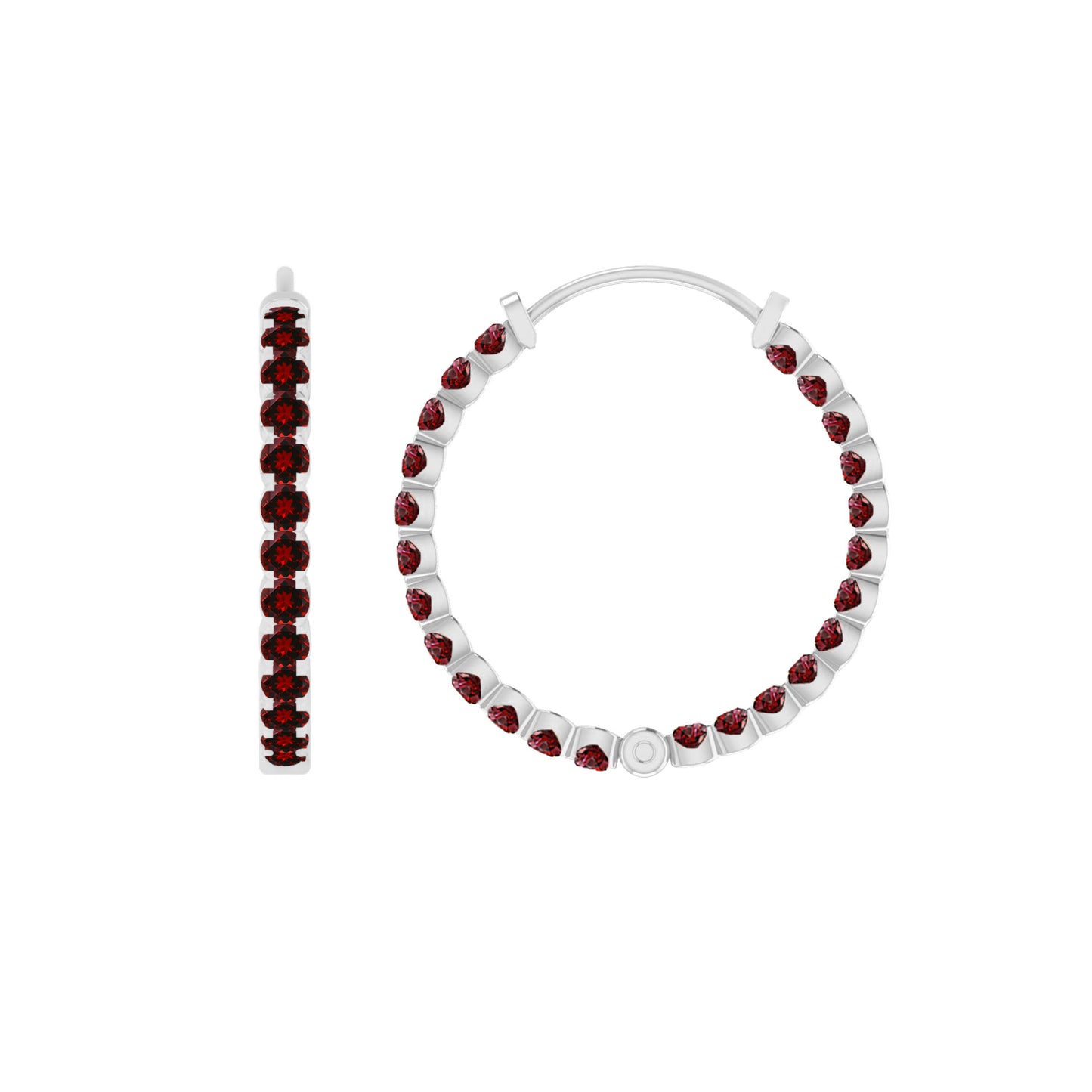 Inside-Out Hoop Earrings | 925 Sterling Silver Birthstone Stud Earrings | Diamond Accent Gemstone Earrings | 15 Birthstone Options | Gift for Women