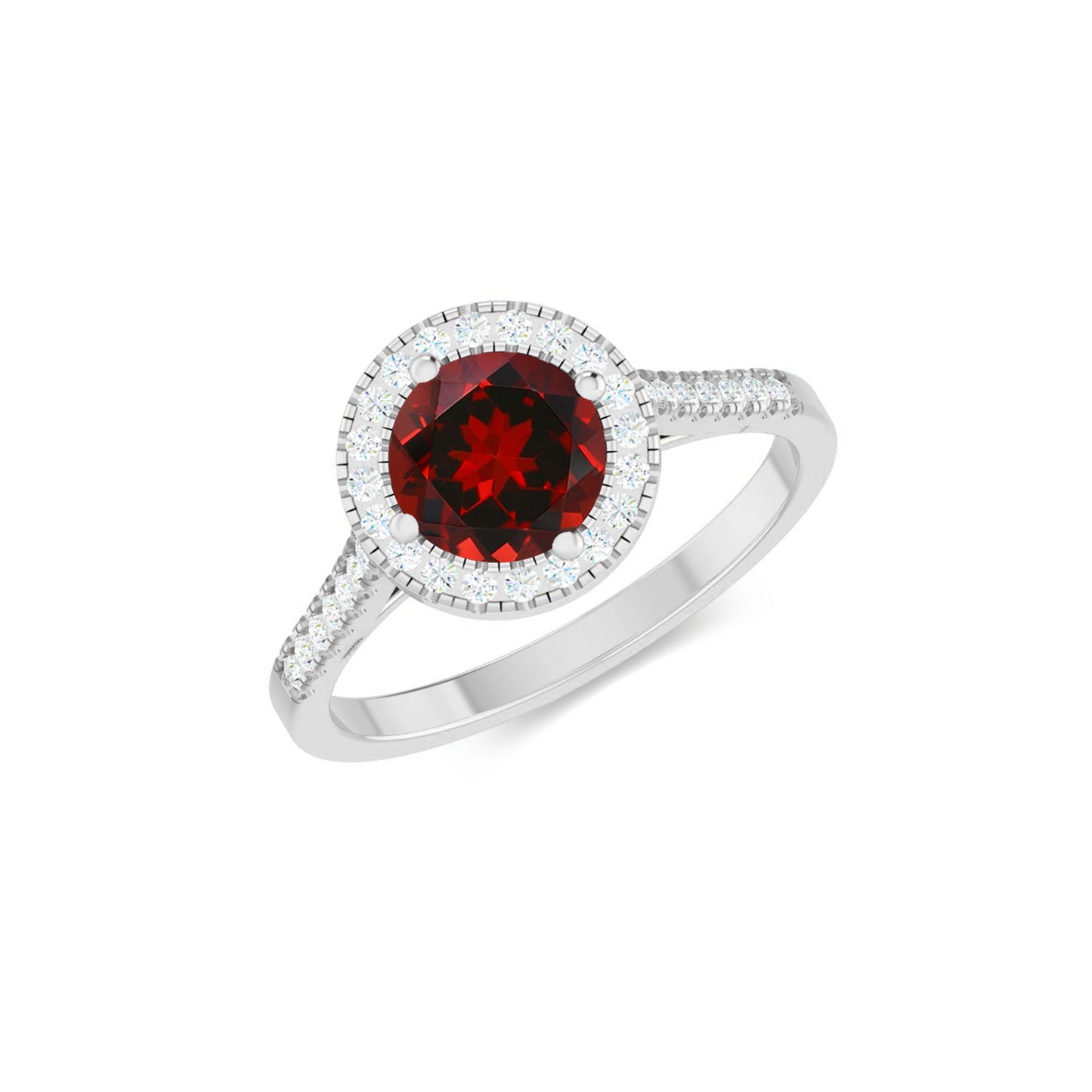 Halo Solitaire Ring | Sterling Silver Birthstone Ring | Genuine Gemstone & Diamond Studded Ring | Personalized Promise Ring | Gift for Her