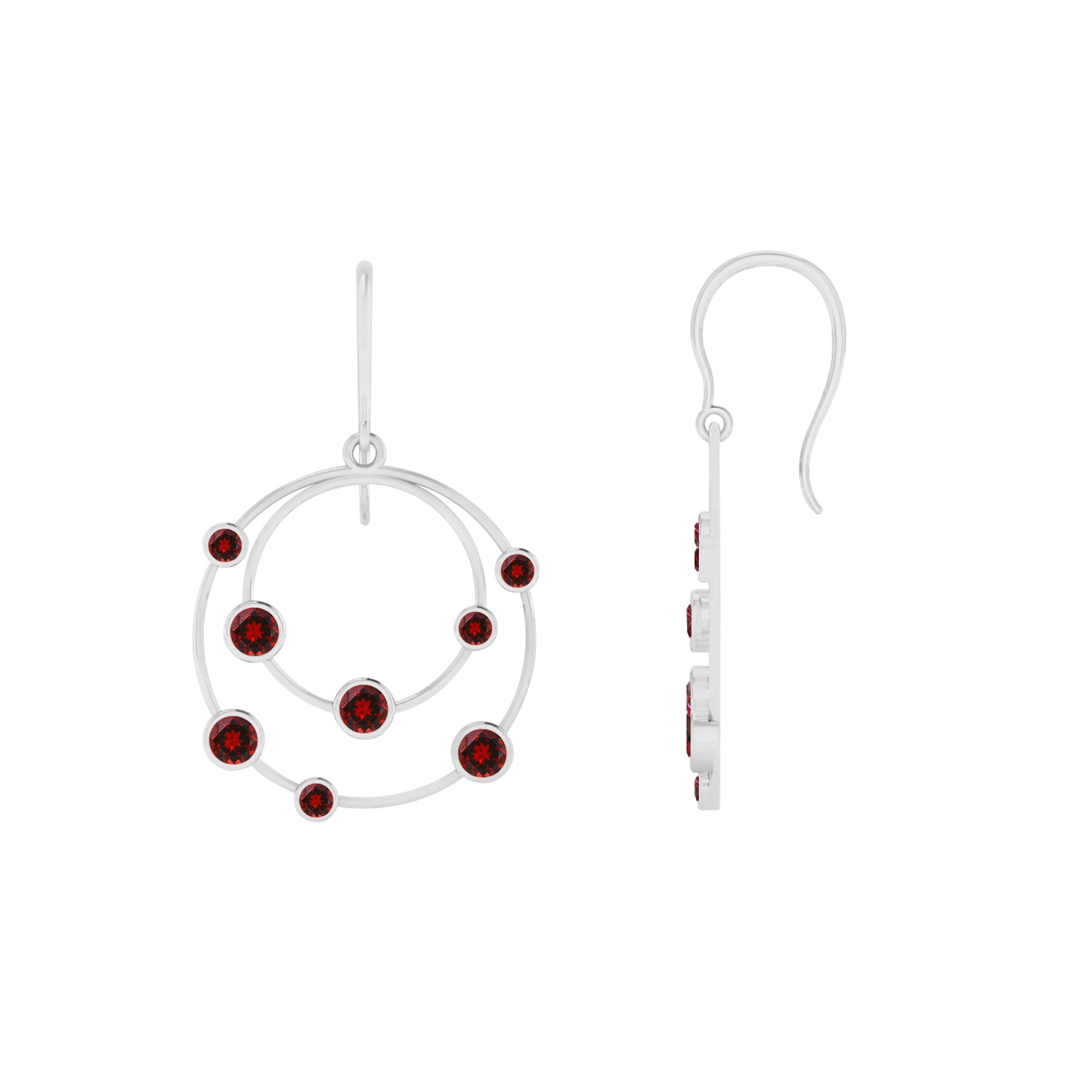 Open Circle Drop Earrings | 925 Sterling Silver Birthstone Stud Earrings | Diamond Accent Gemstone Earrings | 15 Birthstone Options | Gift for Women