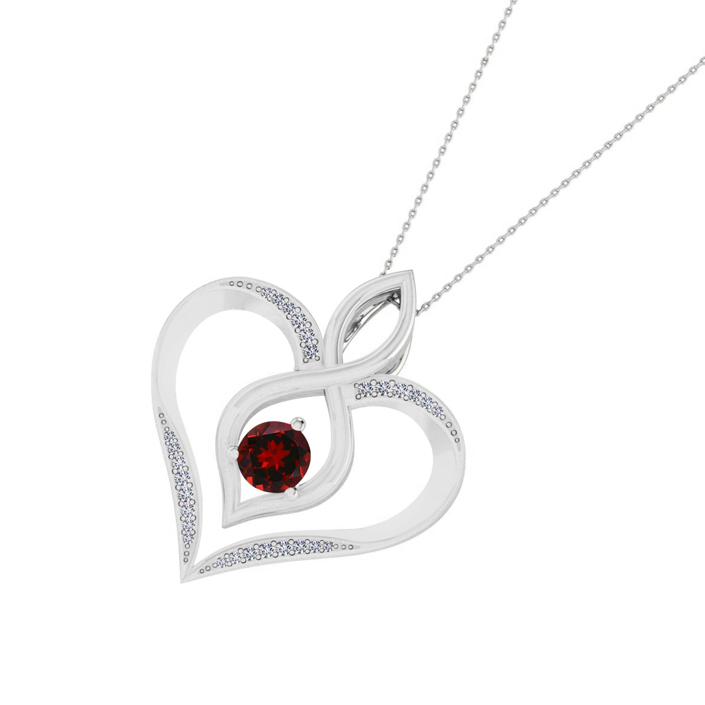 Sterling Silver Birthstone Necklace | Diamond Accent | Adjustable Chain | 15 Gemstone Choices