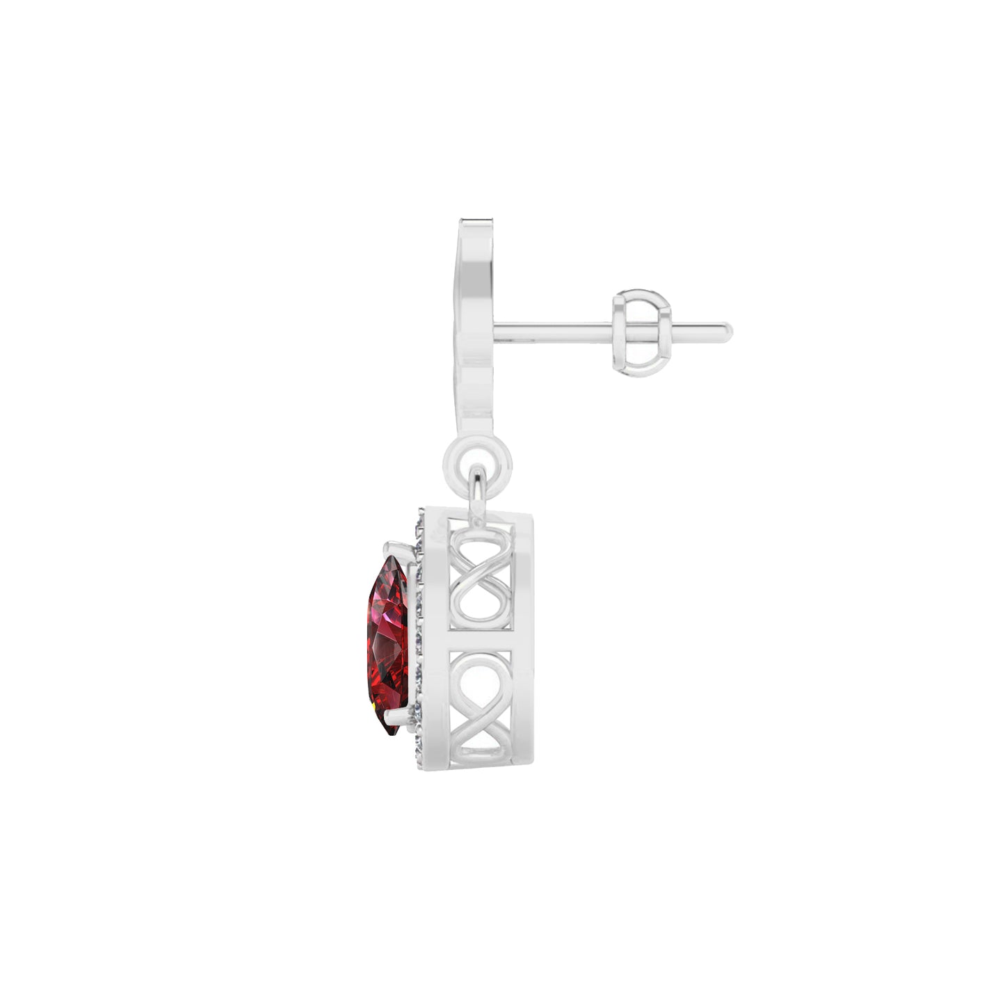 Flame (Floral Swirl) Hook | 925 Sterling Silver Birthstone Stud Earrings | Diamond Accent Gemstone Earrings | 15 Birthstone Options | Gift for Women
