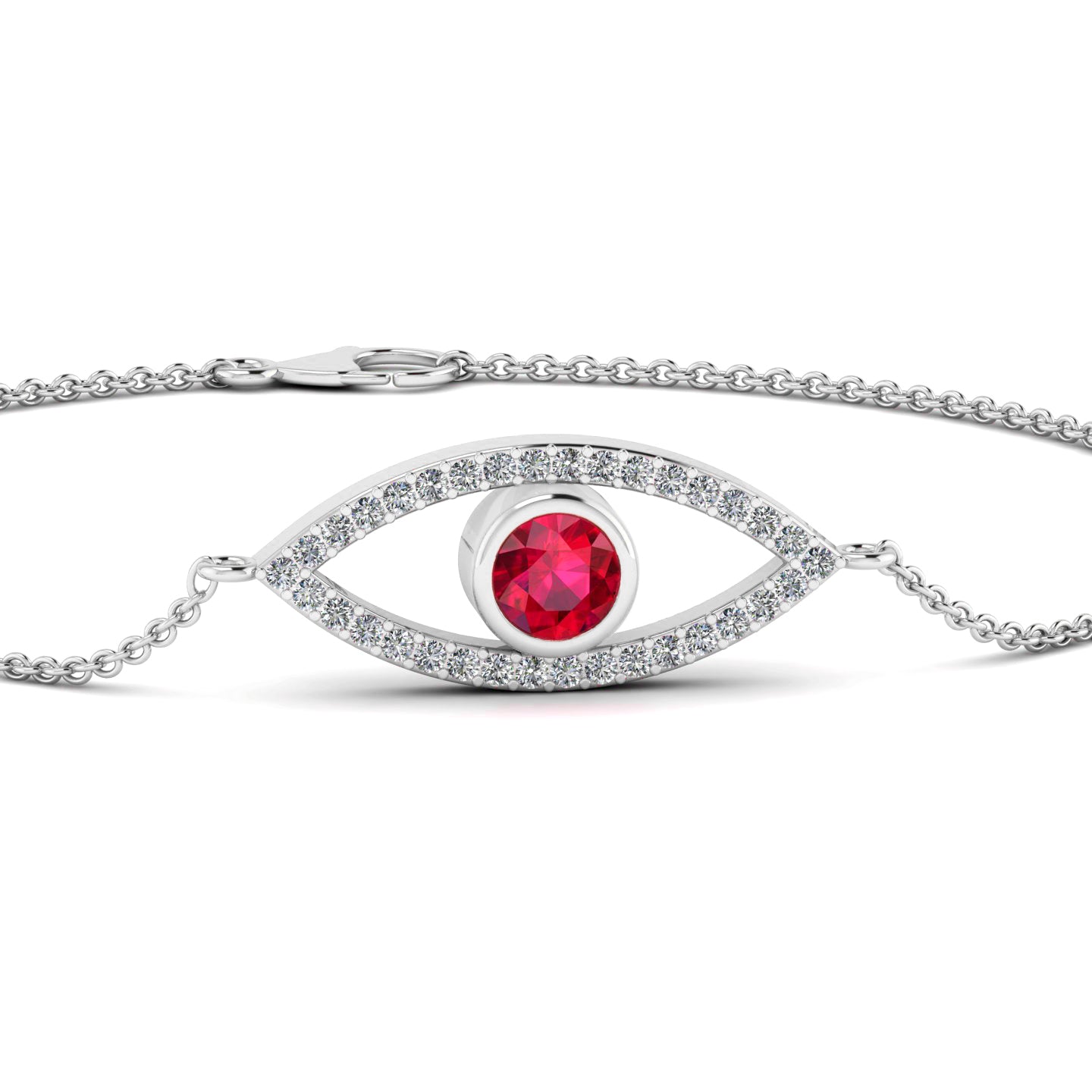 Evil Eye Bracelet | Sterling Silver Birthstone Bracelet | Adjustable Chain | 15 Gemstone Choices | Personalized Gemstone Bracelet