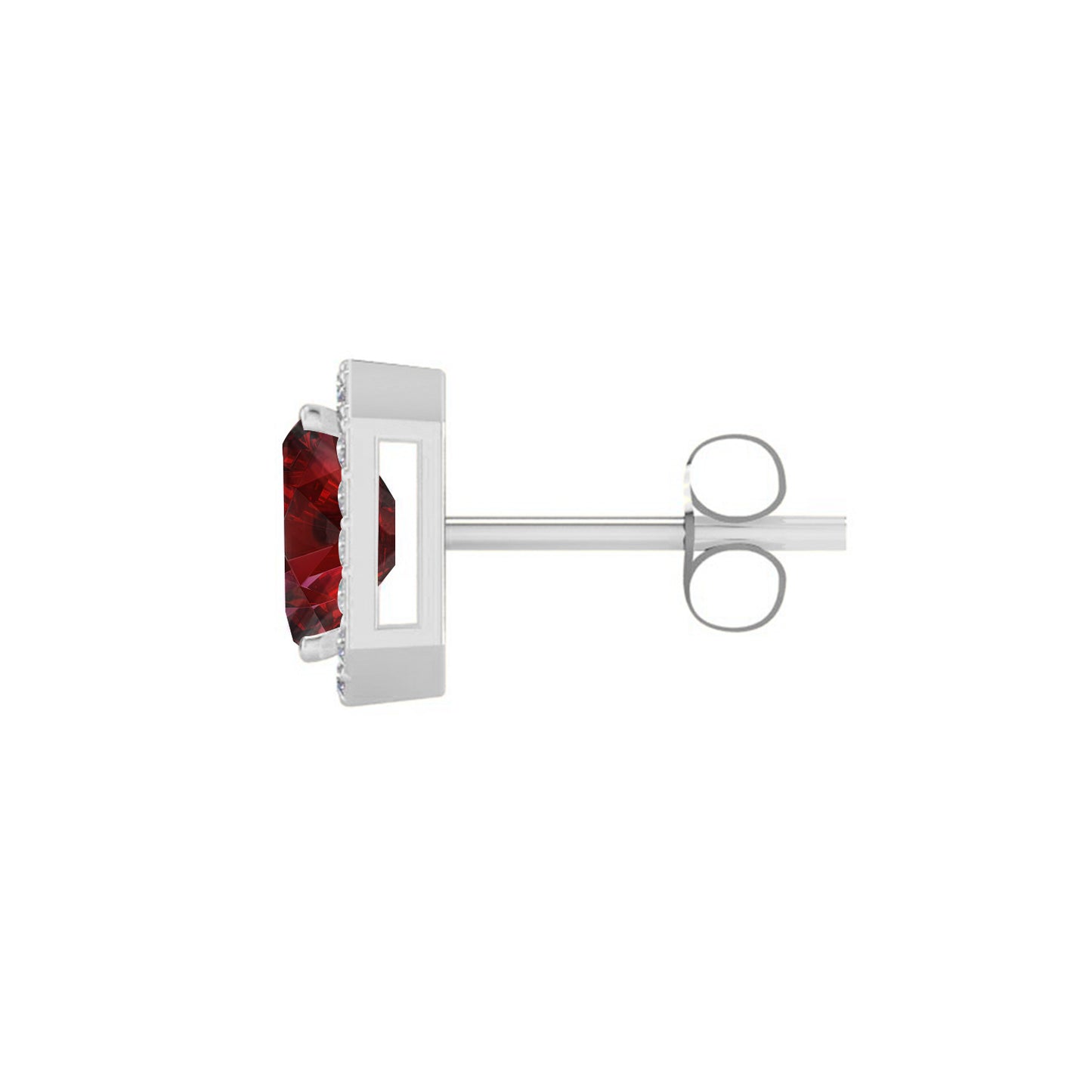 Emerald Cut Halo Stud Earrings | 925 Sterling Silver Birthstone Stud Earrings | Diamond Accent Gemstone Earrings | 15 Birthstone Options | Gift for Women