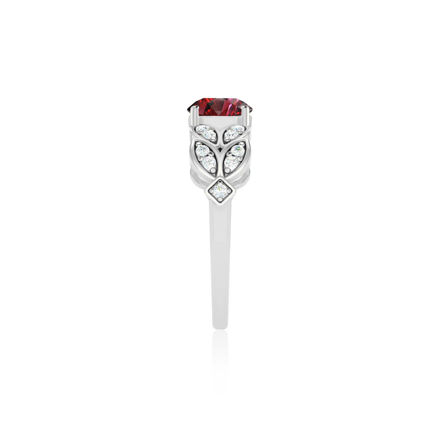 Nature-Inspired Leaf Ring | Sterling Silver Birthstone Ring | Genuine Gemstone & Diamond Studded Ring | Personalized Promise Ring | Gift for Her