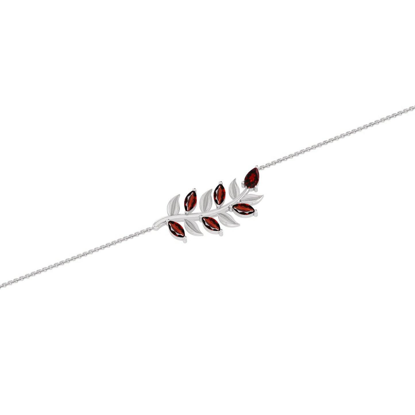 Leaf Vine Bracelet | Sterling Silver Birthstone Bracelet | Adjustable Chain | 15 Gemstone Choices | Personalized Gemstone Bracelet