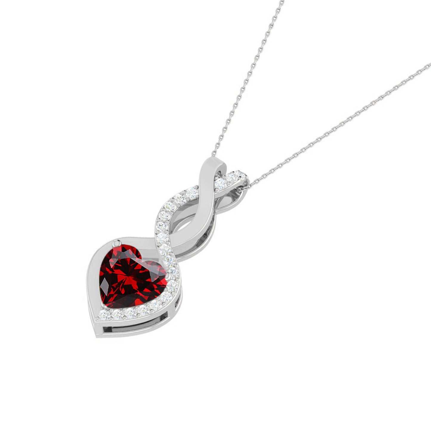 Infinity Heart Pendant | Starburst Pendant | Heart Knot Teardrop Pendant | Sterling Silver Birthstone Necklace | Diamond Accent | Adjustable Chain | 15 Gemstone Choices