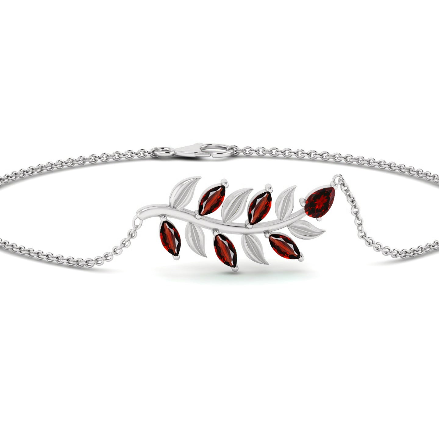 Leaf Vine Bracelet | Sterling Silver Birthstone Bracelet | Adjustable Chain | 15 Gemstone Choices | Personalized Gemstone Bracelet