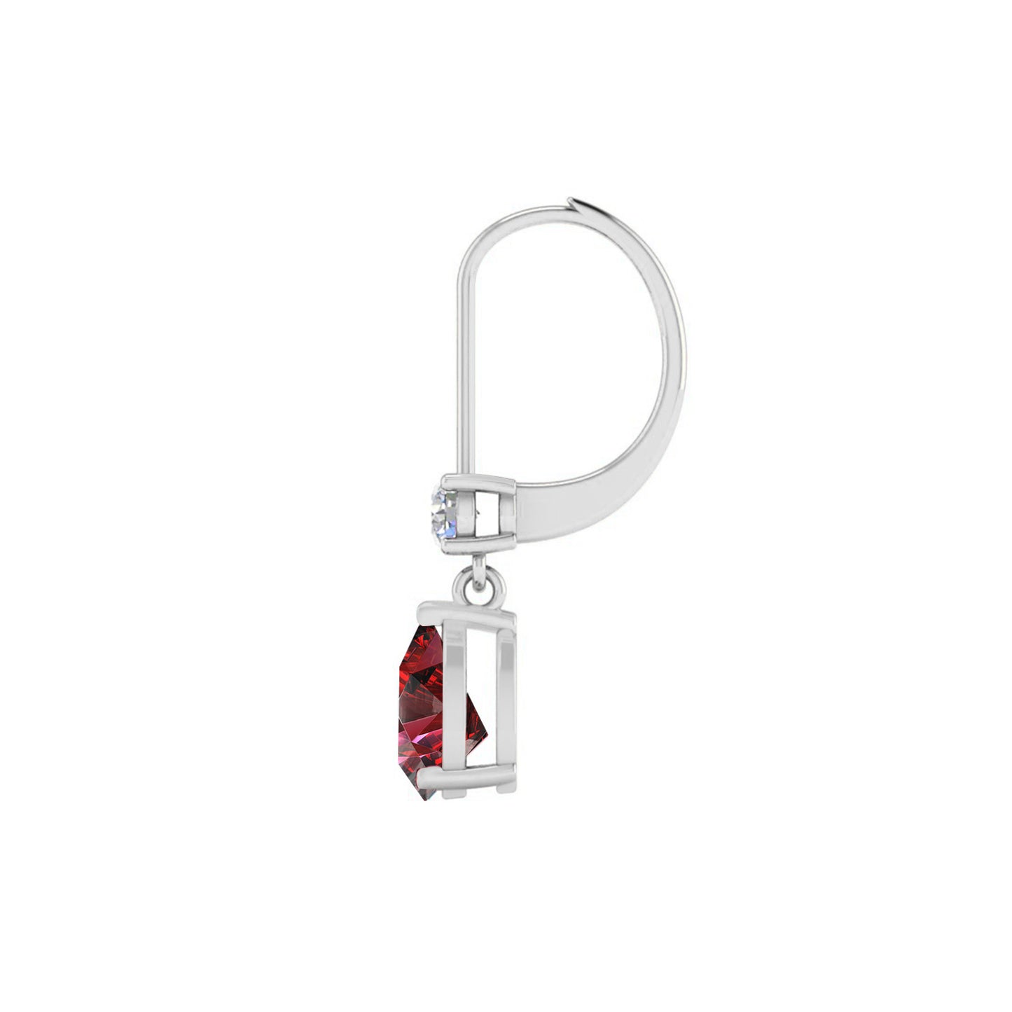 Pear Drop Lever back Earrings | 925 Sterling Silver Birthstone Stud Earrings | Diamond Accent Gemstone Earrings | 15 Birthstone Options | Gift for Women