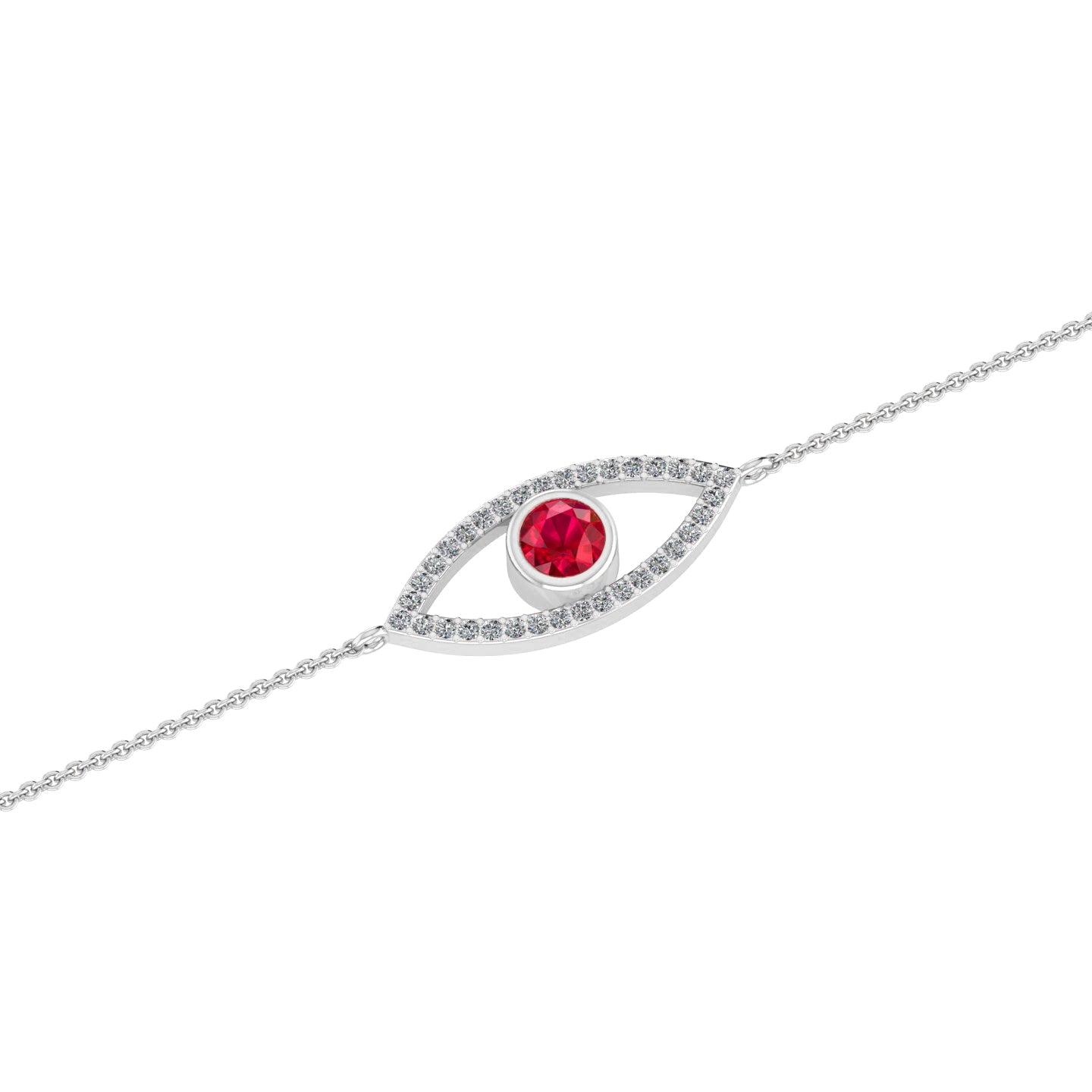 Evil Eye Bracelet | Sterling Silver Birthstone Bracelet | Adjustable Chain | 15 Gemstone Choices | Personalized Gemstone Bracelet