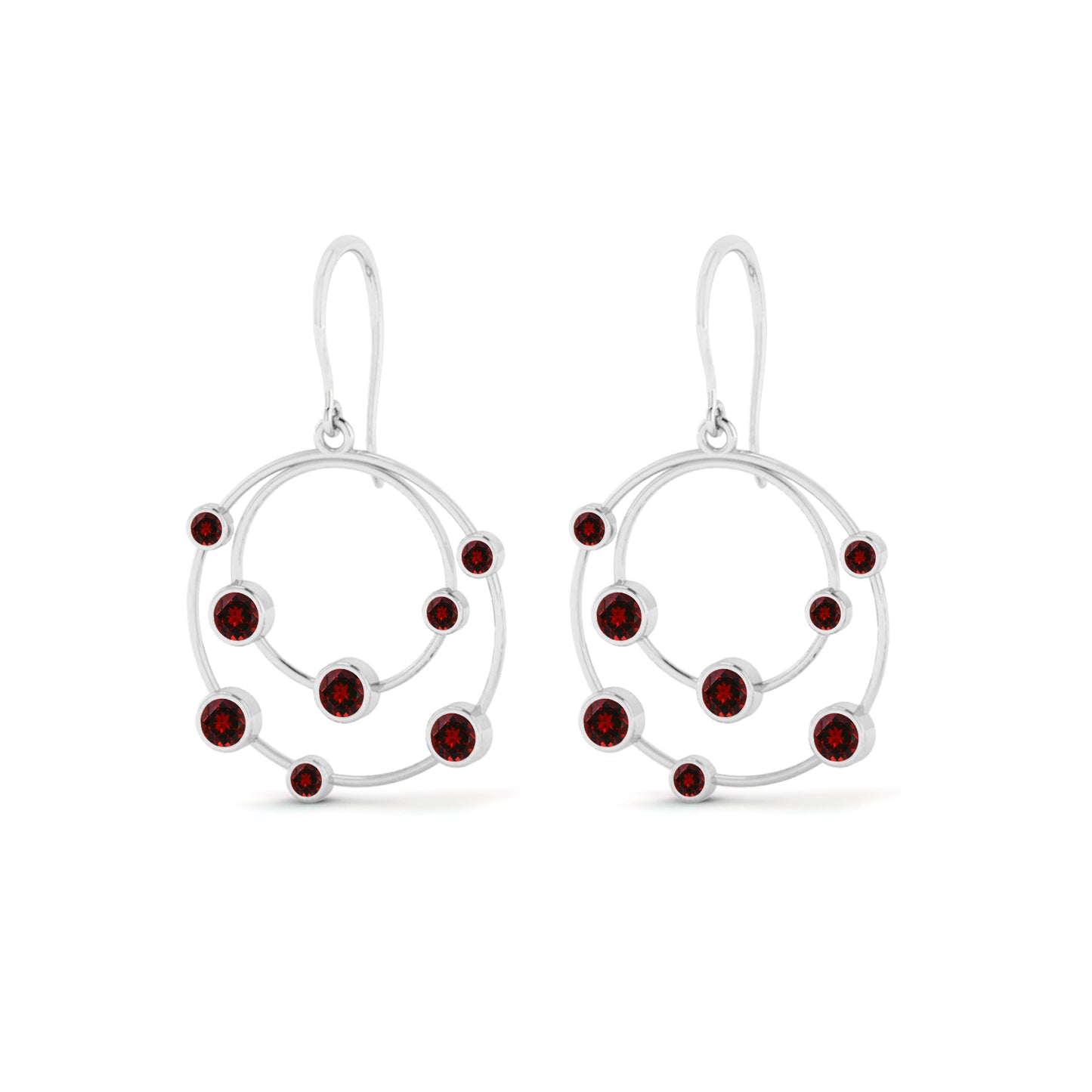 Open Circle Drop Earrings | 925 Sterling Silver Birthstone Stud Earrings | Diamond Accent Gemstone Earrings | 15 Birthstone Options | Gift for Women