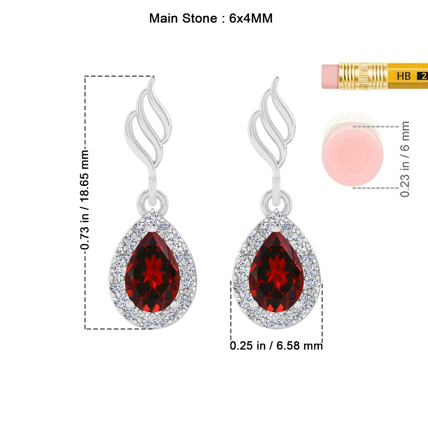Flame (Floral Swirl) Hook | 925 Sterling Silver Birthstone Stud Earrings | Diamond Accent Gemstone Earrings | 15 Birthstone Options | Gift for Women