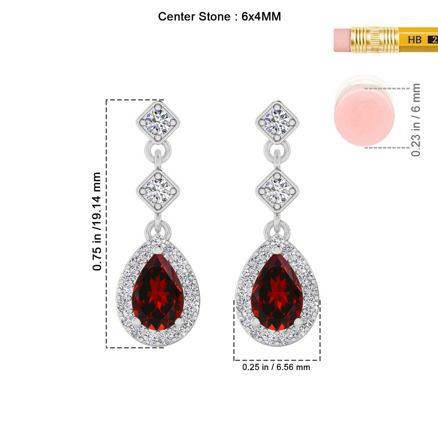 Halo Drop Earrings | 925 Sterling Silver Birthstone Stud Earrings | Diamond Accent Gemstone Earrings | 15 Birthstone Options | Gift for Women