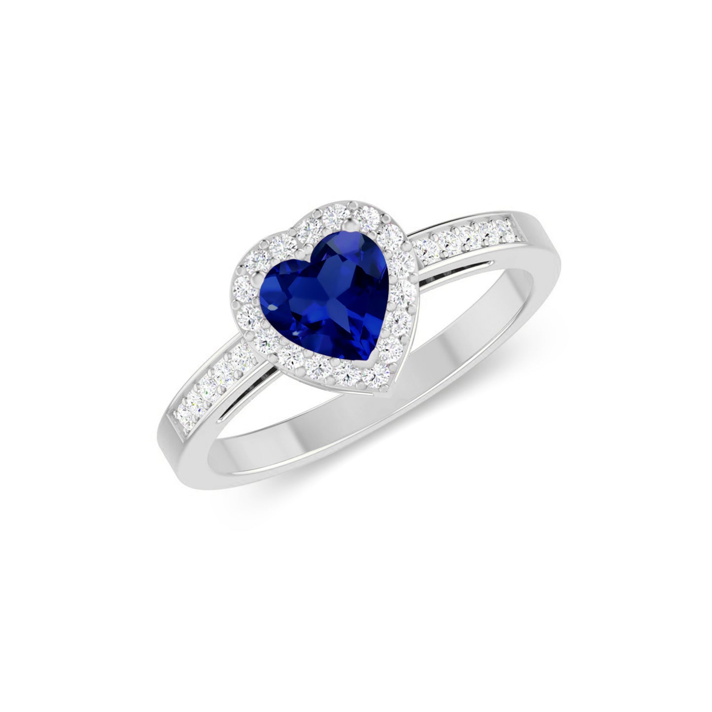 Heart Halo Ring | Sterling Silver Birthstone Ring | Genuine Gemstone Studded Ring | Personalized Promise Ring | Gift for Her