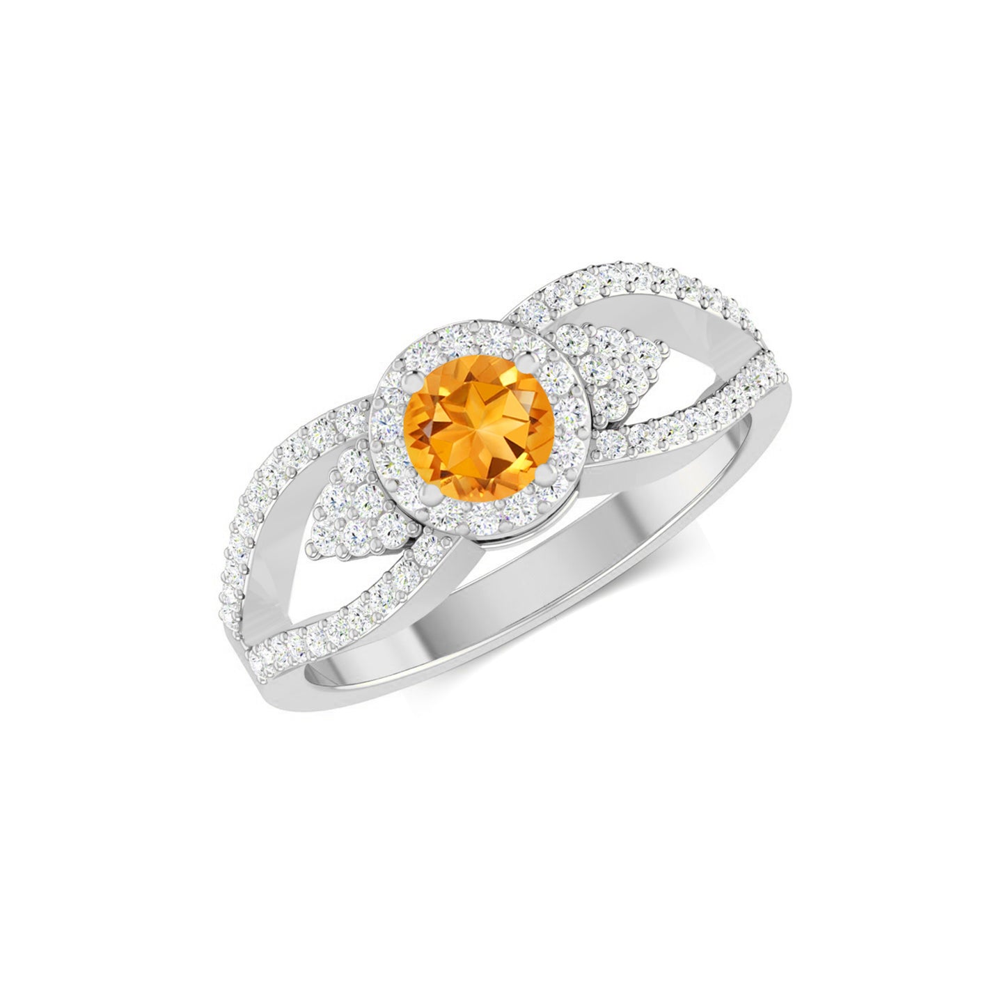 Split Shank Halo Ring | Sterling Silver Birthstone Ring | Genuine Gemstone & Diamond Studded Ring | Personalized Promise Ring | Gift for Her