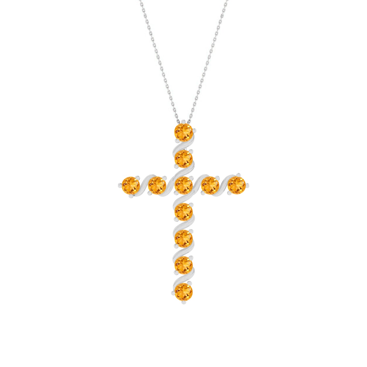 Gemstone Cross Pendant | Floral Vine Style Gemstone Pendant | Sterling Silver Birthstone Necklace | Adjustable Chain | 15 Gemstone Choices | Personalized Gemstone Pendant