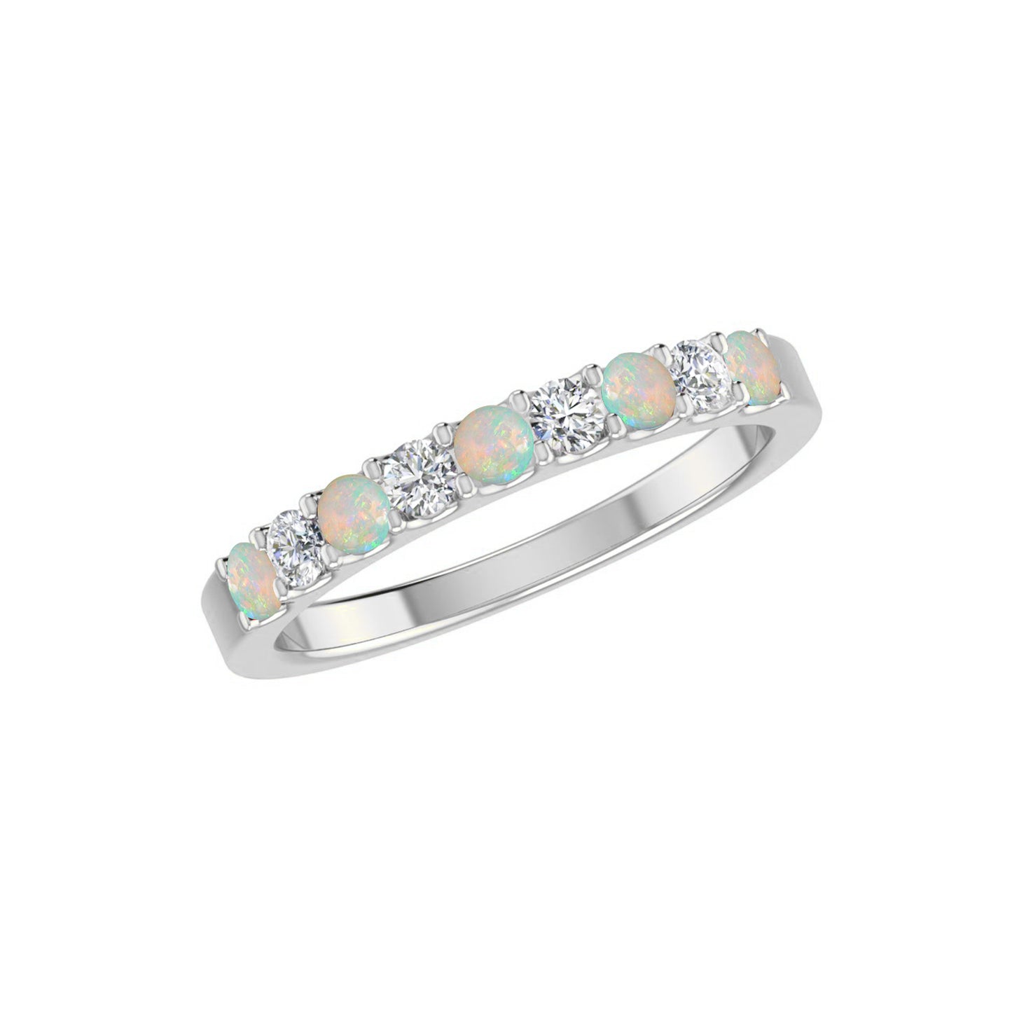 Half Eternity Ring | Sterling Silver Birthstone Ring | Genuine Gemstone & Diamond Studded Ring | Personalized Promise Ring | Gift for Her
