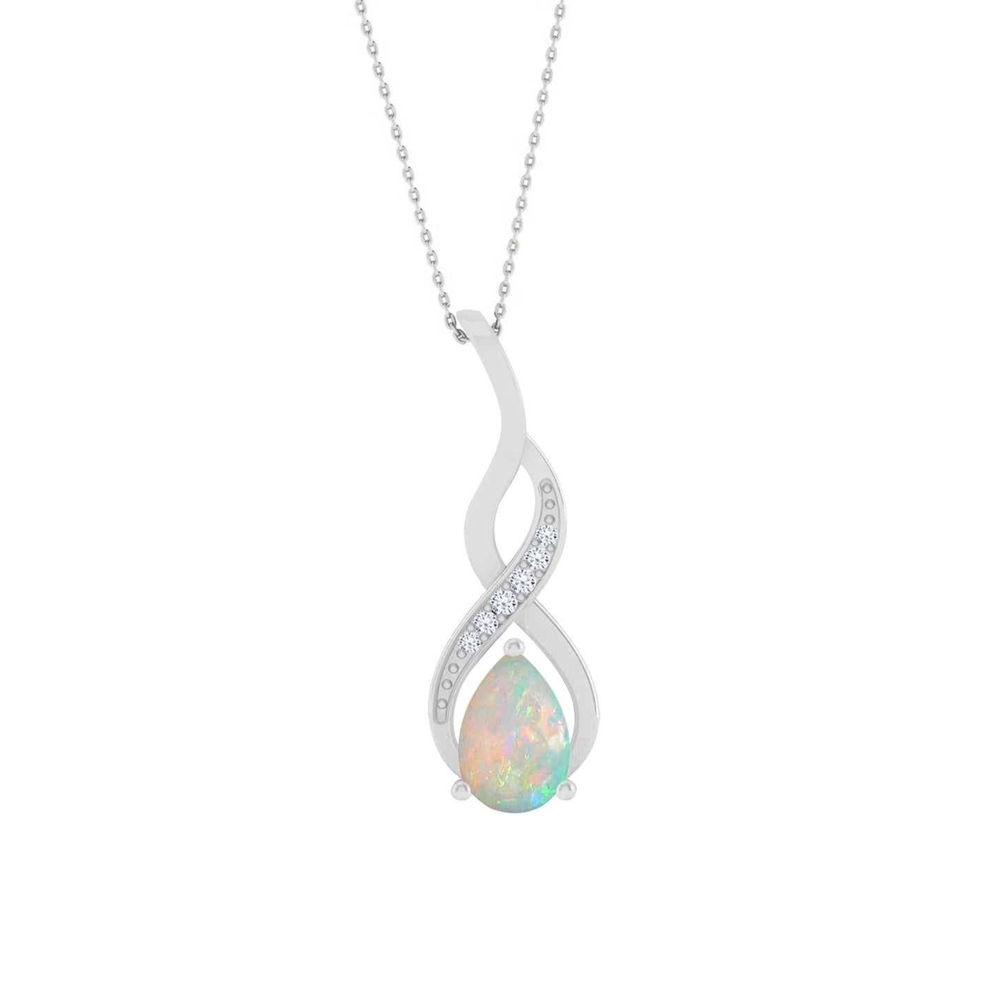 Classic Teardrop Solitaire Pendant | Starburst Pendant | Heart Knot Teardrop Pendant | Sterling Silver Birthstone Necklace | Diamond Accent | Adjustable Chain | 15 Gemstone Choices