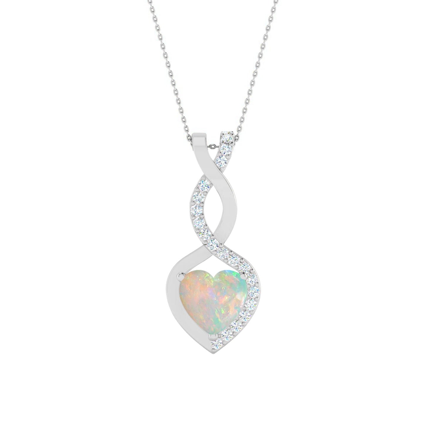 Infinity Heart Pendant | Starburst Pendant | Heart Knot Teardrop Pendant | Sterling Silver Birthstone Necklace | Diamond Accent | Adjustable Chain | 15 Gemstone Choices