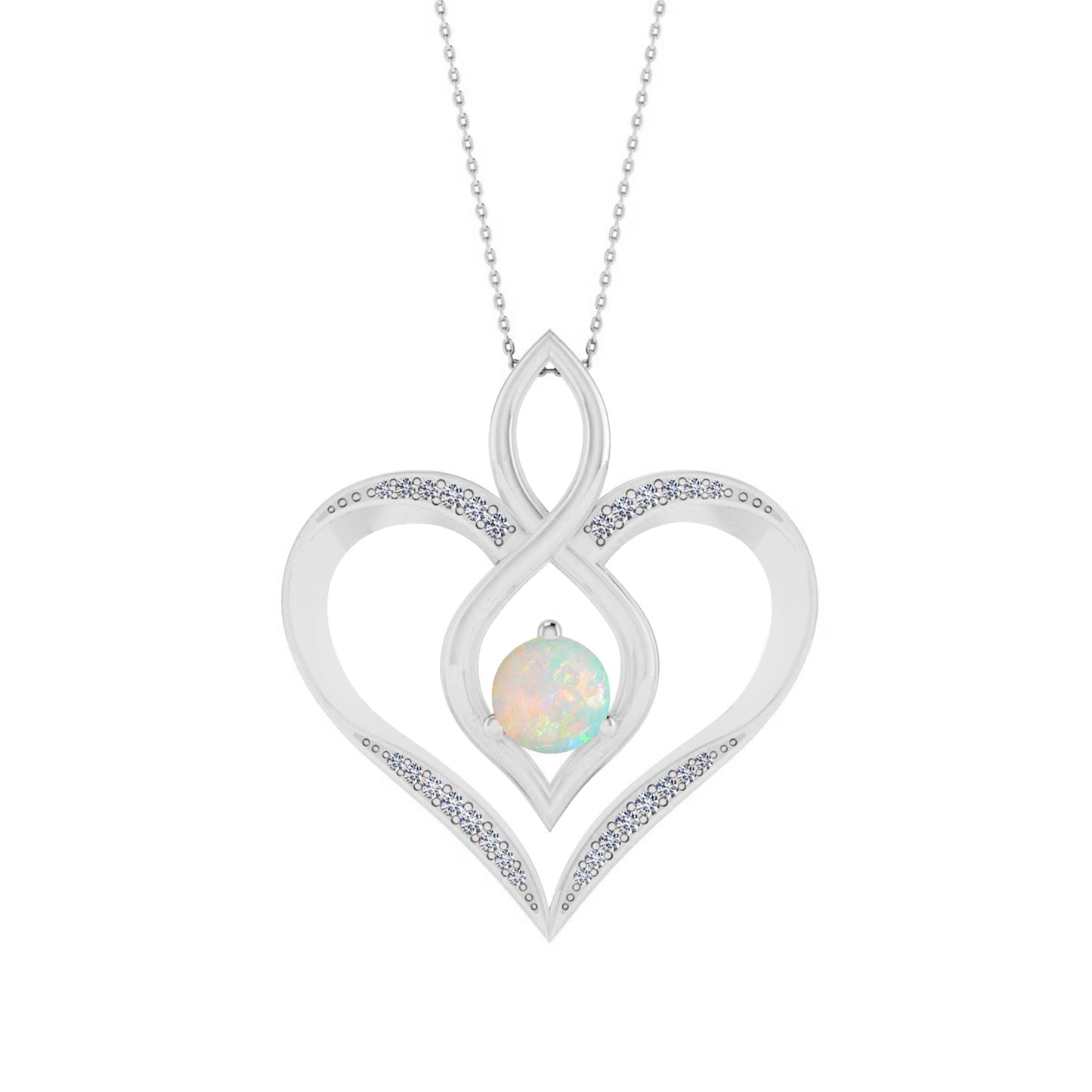 Sterling Silver Birthstone Necklace | Diamond Accent | Adjustable Chain | 15 Gemstone Choices