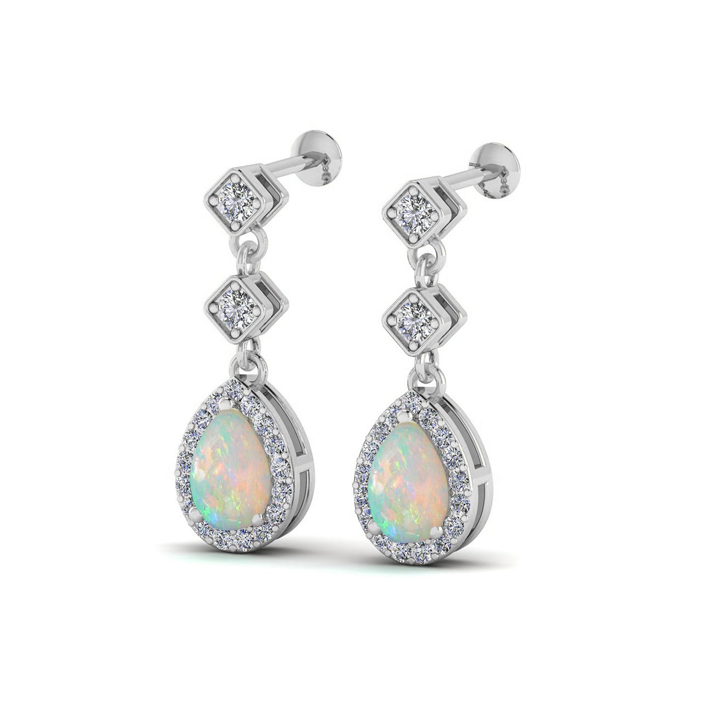 Halo Drop Earrings | 925 Sterling Silver Birthstone Stud Earrings | Diamond Accent Gemstone Earrings | 15 Birthstone Options | Gift for Women