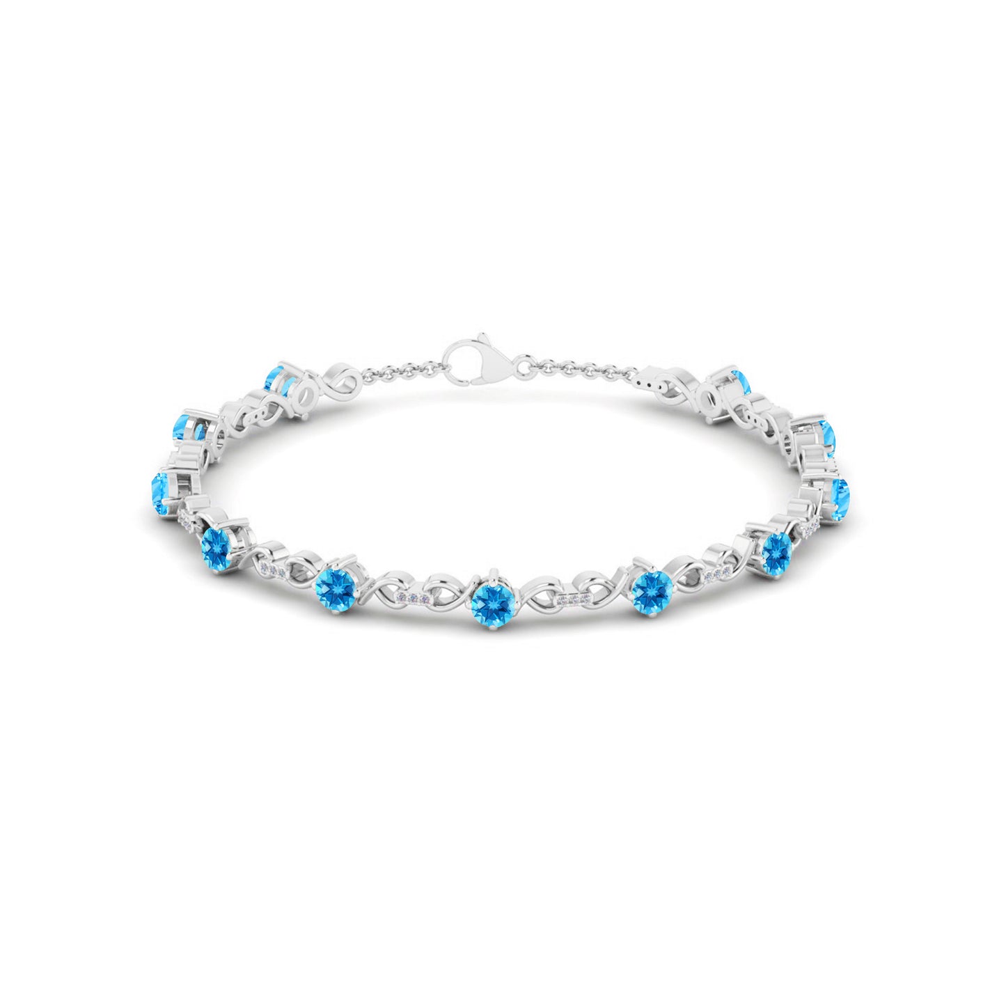 Infinity Tennis Bracelet | Sterling Silver Birthstone Bracelet | Adjustable Chain | 15 Gemstone Choices | Personalized Gemstone Bracelet